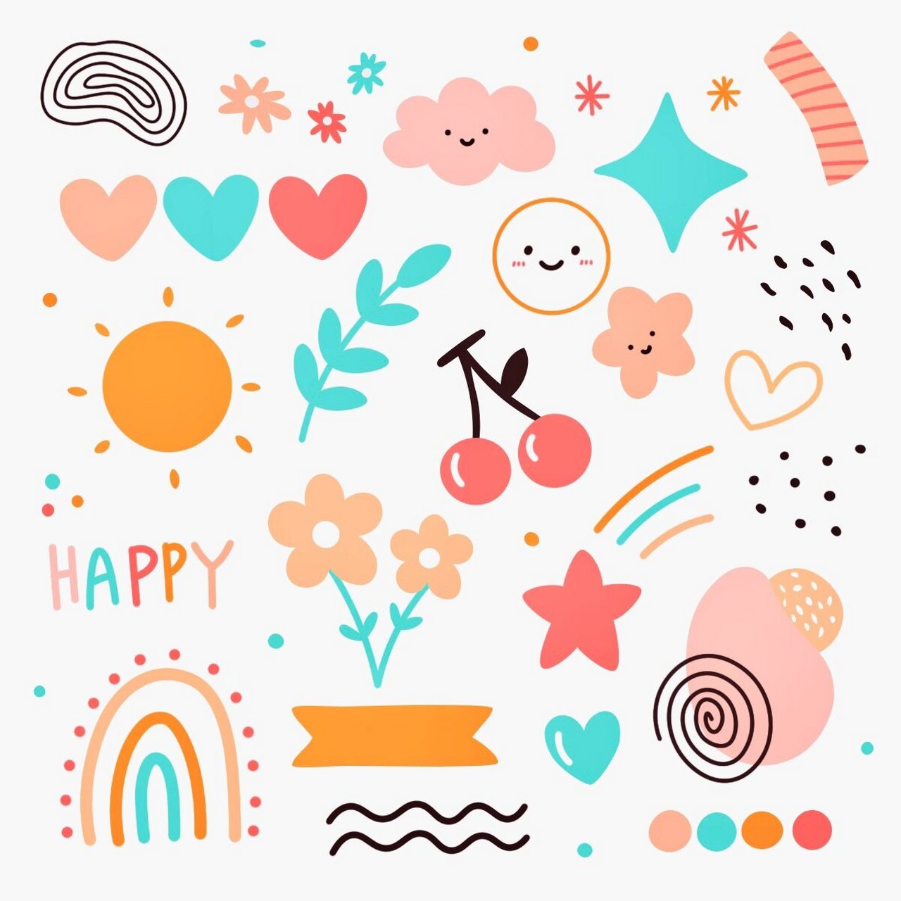 图案设计|可爱的涂鸦小元素🌷 今日份的涂鸦小元素,可爱又解压 是我