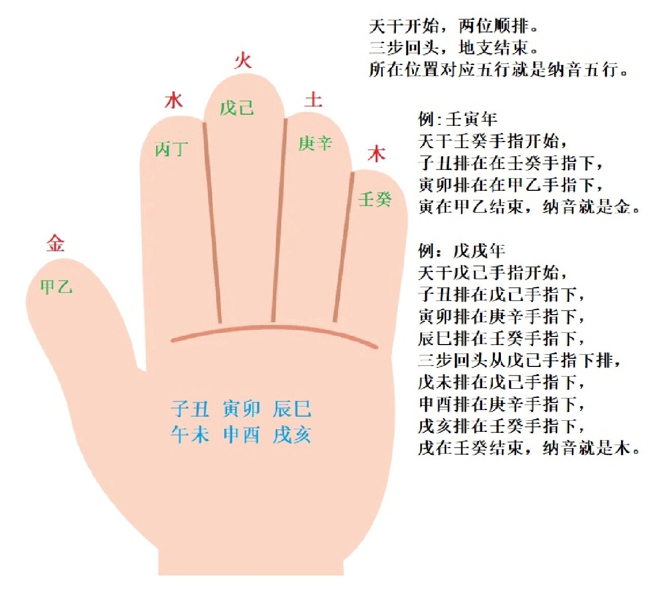 纳音五行掌上查法