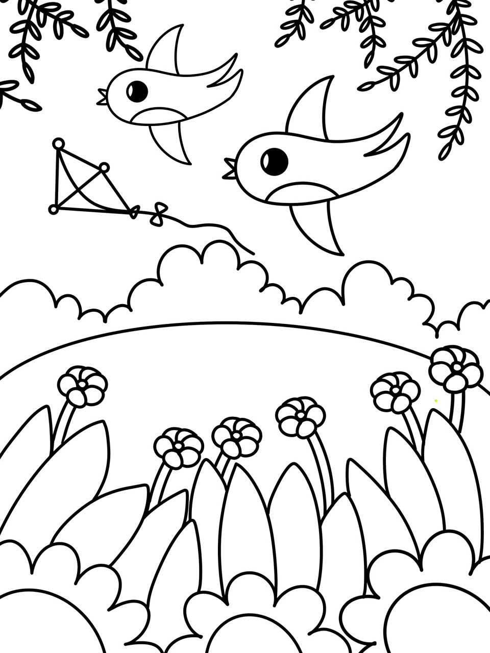 春天主题 创意画 儿童画 简笔画 线稿 #创意美术儿童画# #儿童简笔画