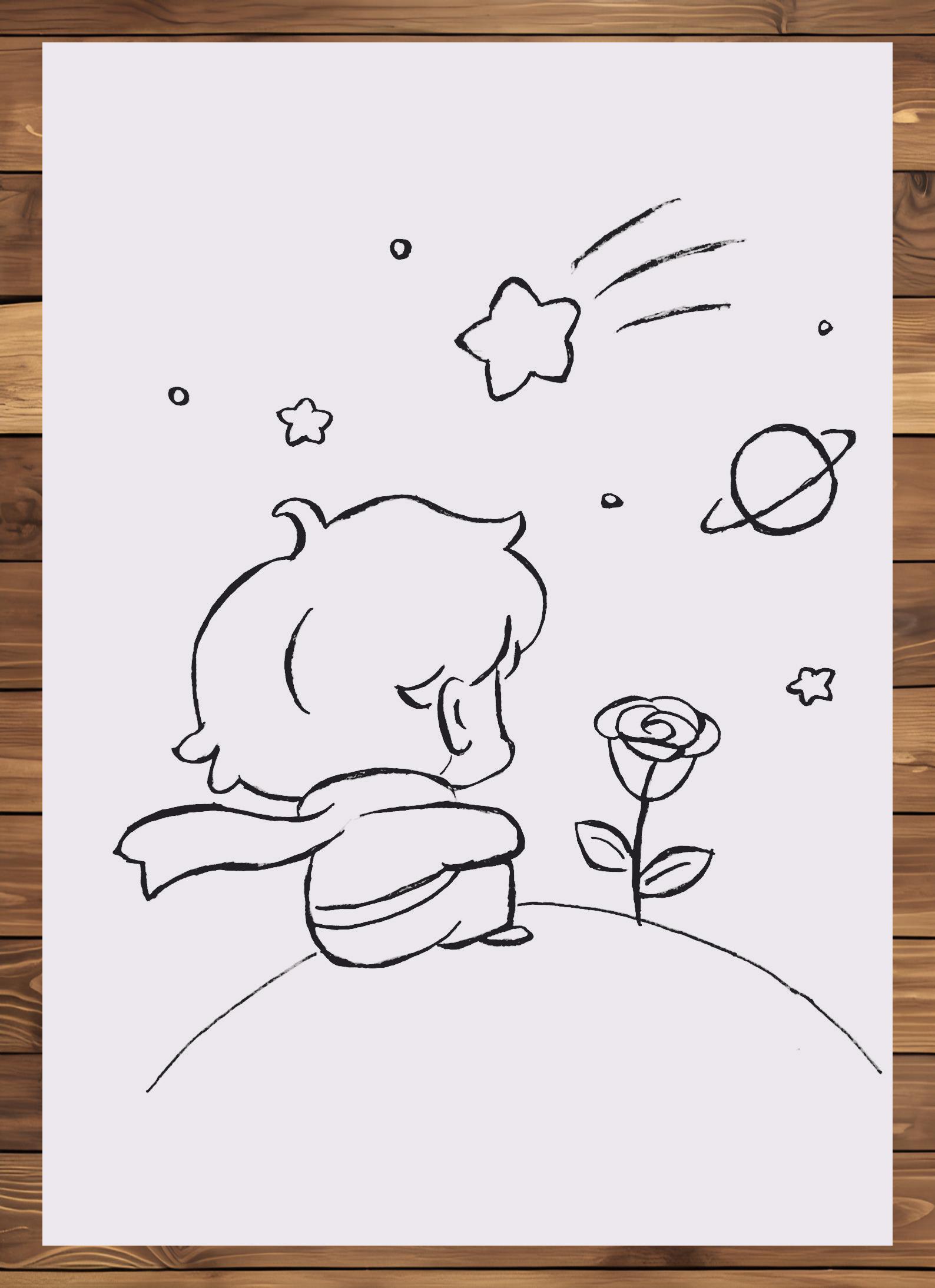 小王子与玫瑰简笔临摹