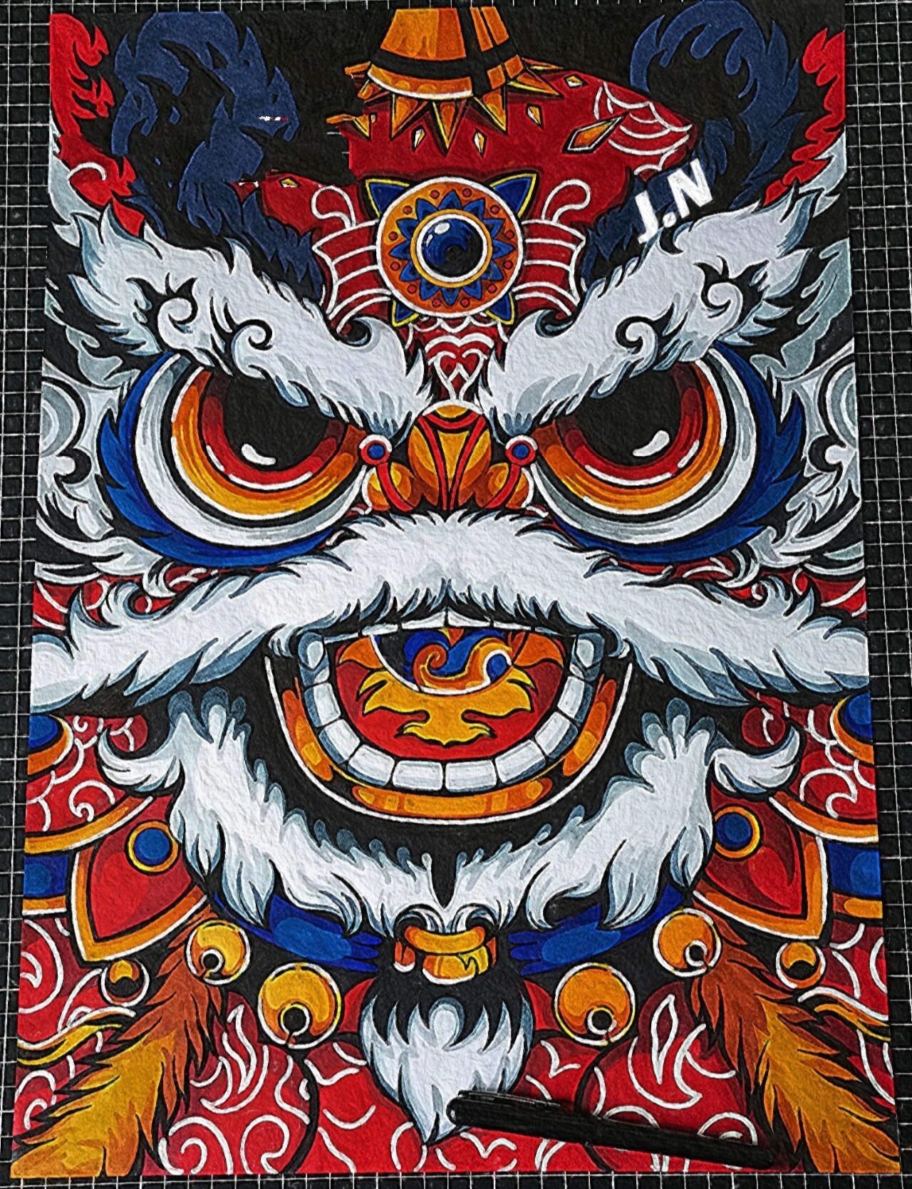 马克笔手绘——醒狮【附详细过程图】 欢迎光临 我的快乐 96绘画