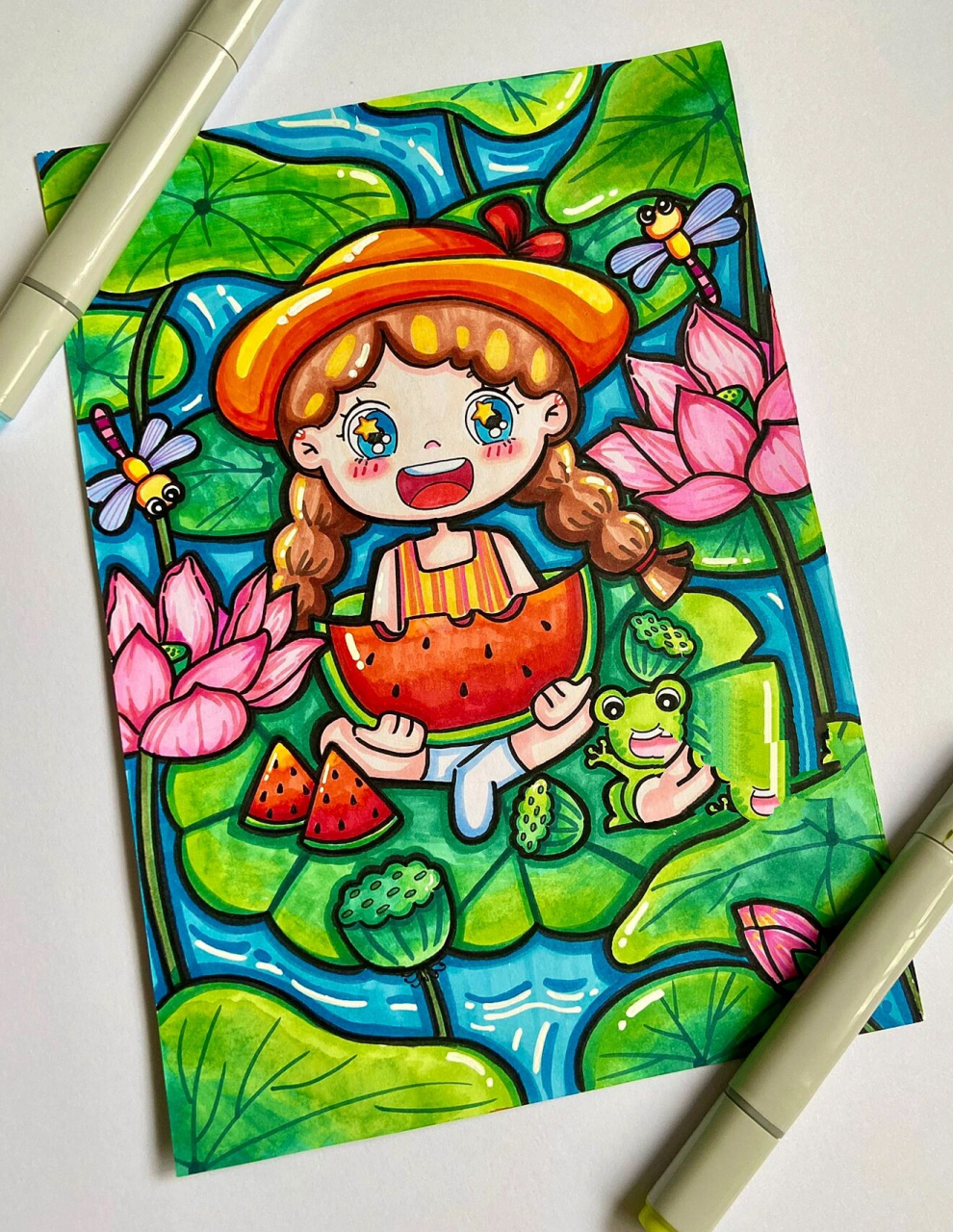 儿童画|《吃西瓜》《夏天》 马上开学啦 抓住暑期的尾巴 尝一下夏天的