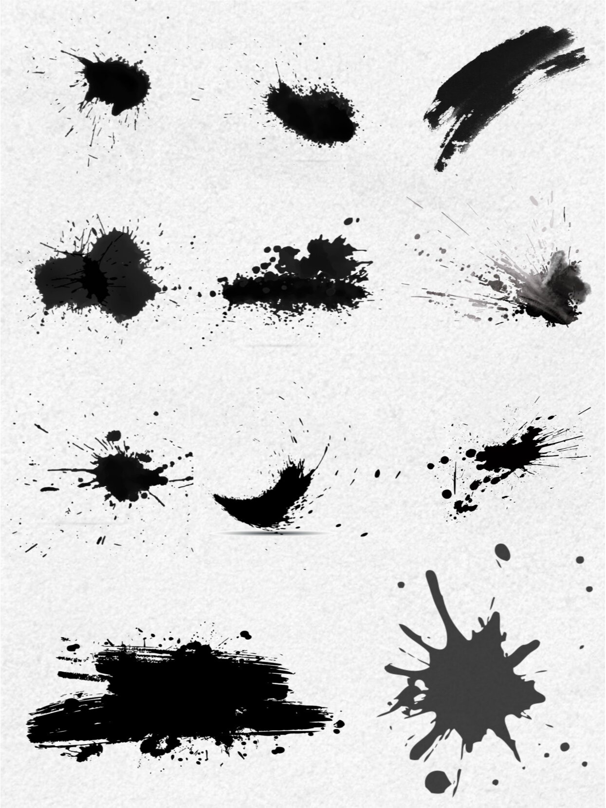 中国风|48组黑白水墨泼墨笔迹png免扣素材