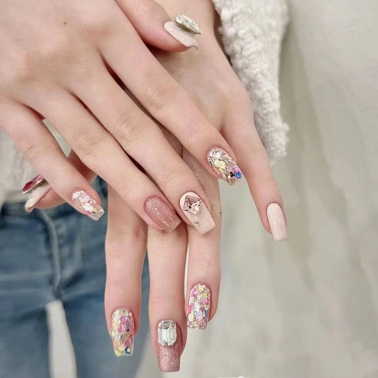 2023新款春夏美甲94粉色少女甜妹高级感显白