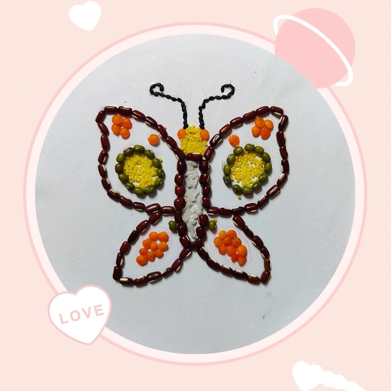 创意手工豆类种子粘贴画