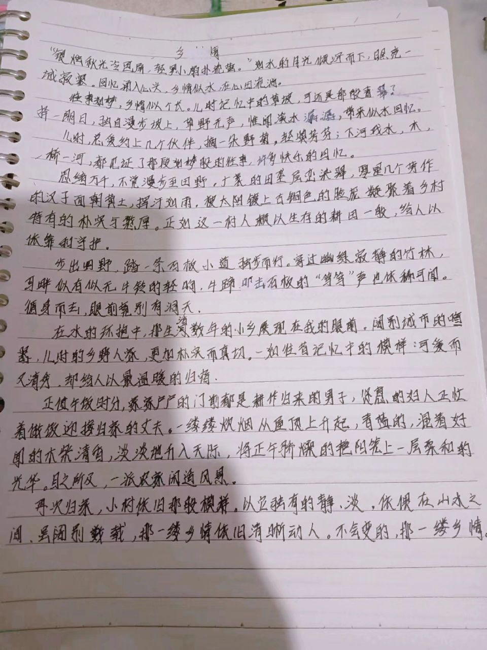 乡情作文600字手写图片