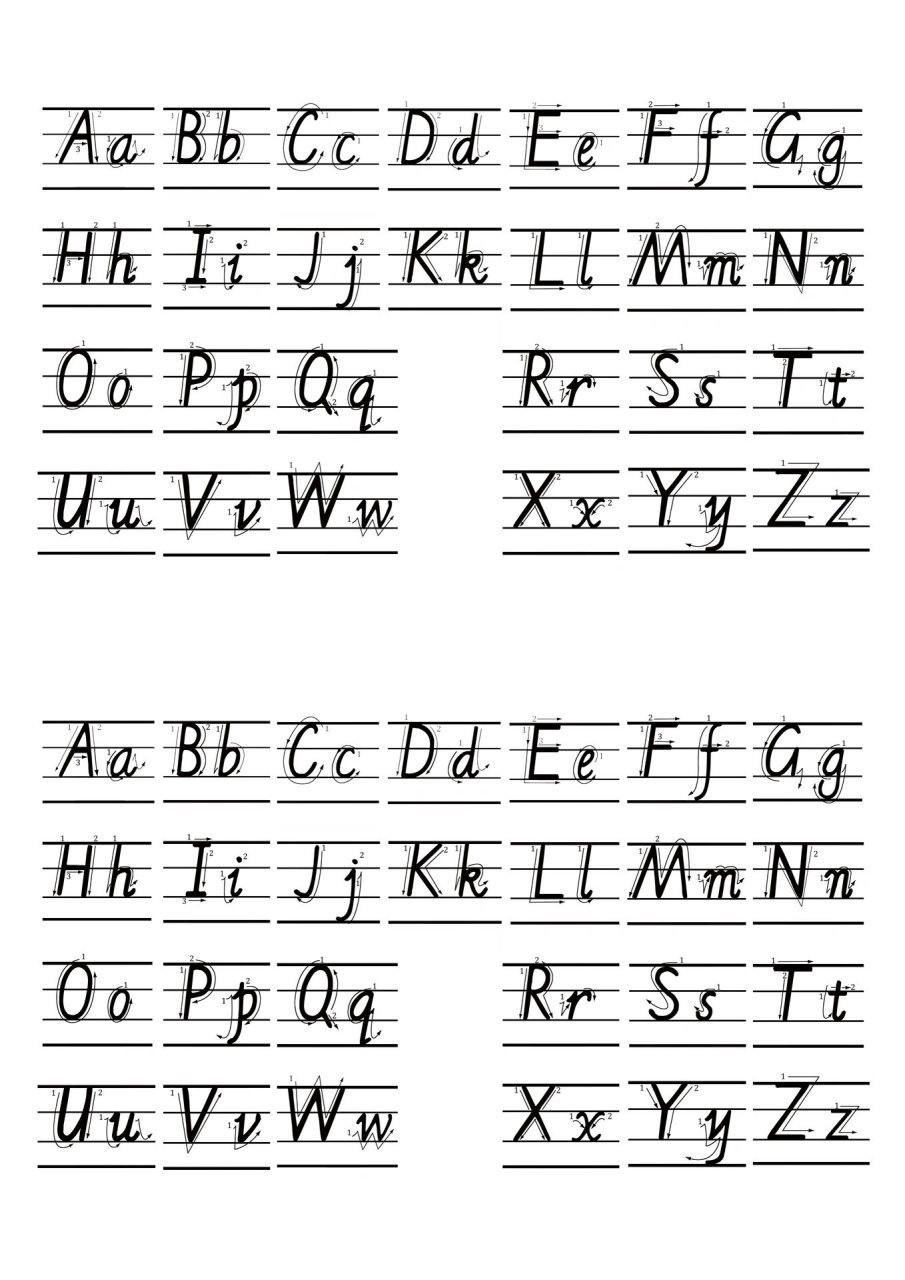 英文手写体26个字母书写笔顺笔画,笔画更适合初学者,能更清晰直观的