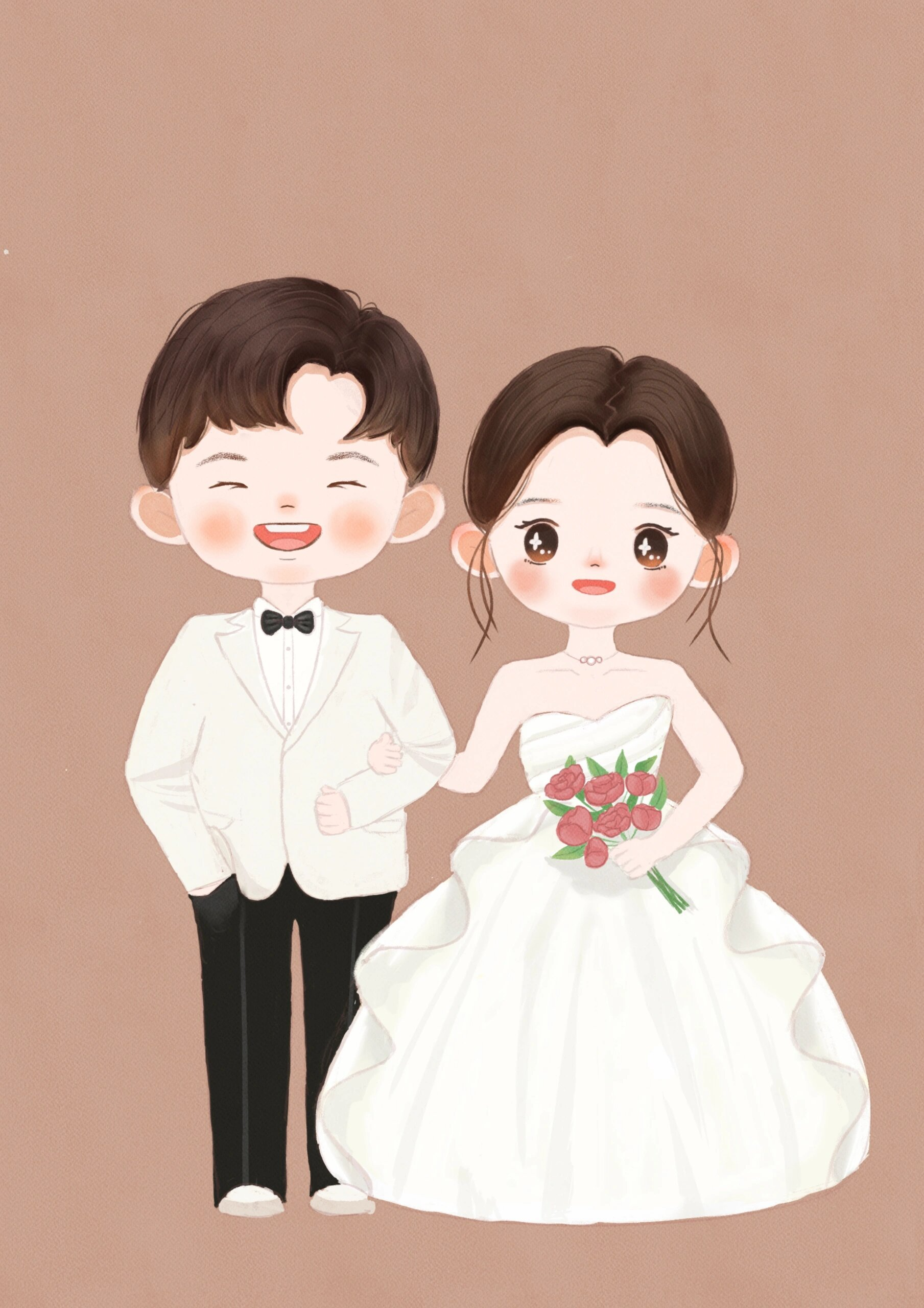 q版婚纱照手绘来啦~迎宾必备哦 手绘婚纱照,一起来画画呀