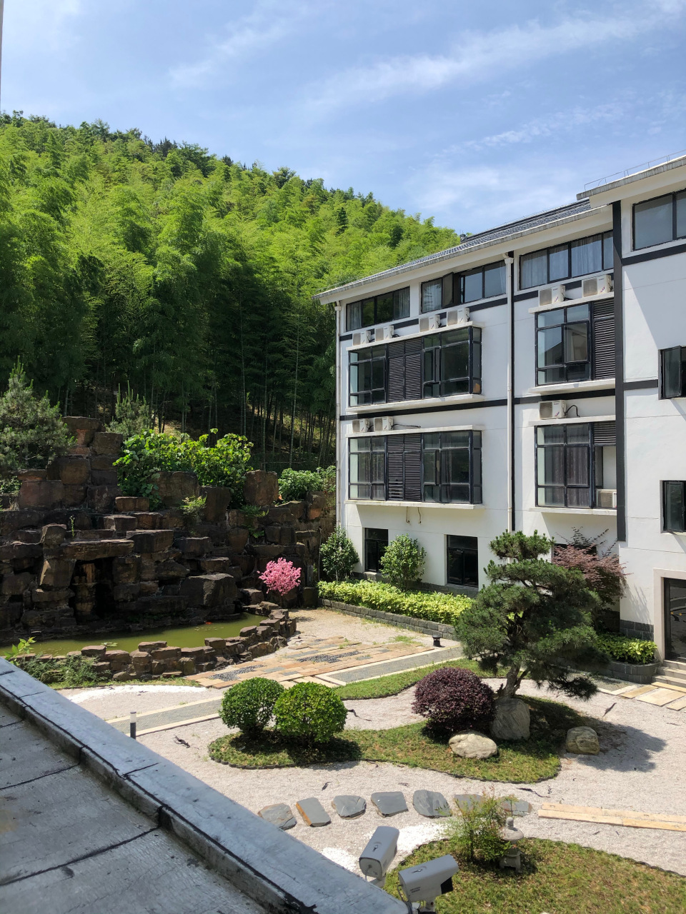 江南宜兴,山旮旯里觅清凉.今日南岳山庄,窗外竹影婆娑,鸟鸣婉转.