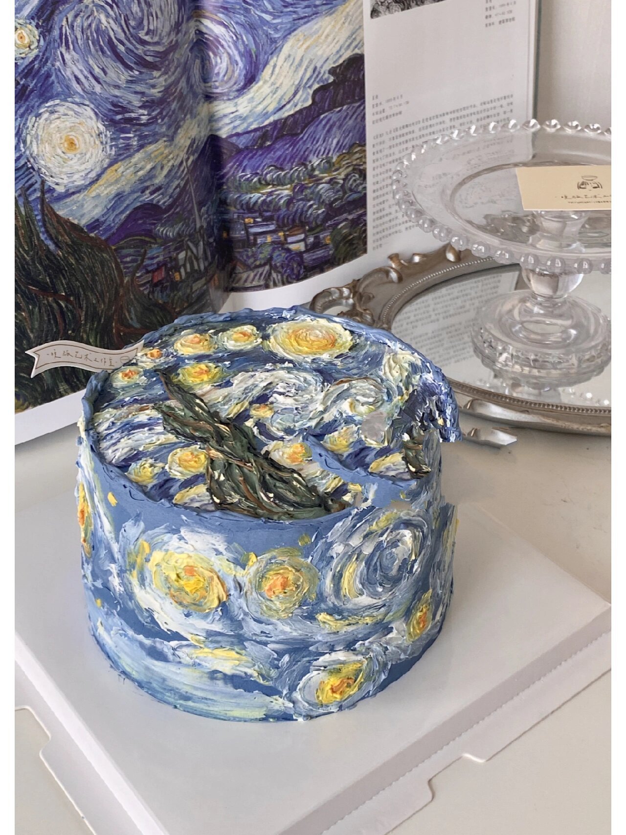 南京蛋糕|梵高-星月夜 手绘油画蛋糕