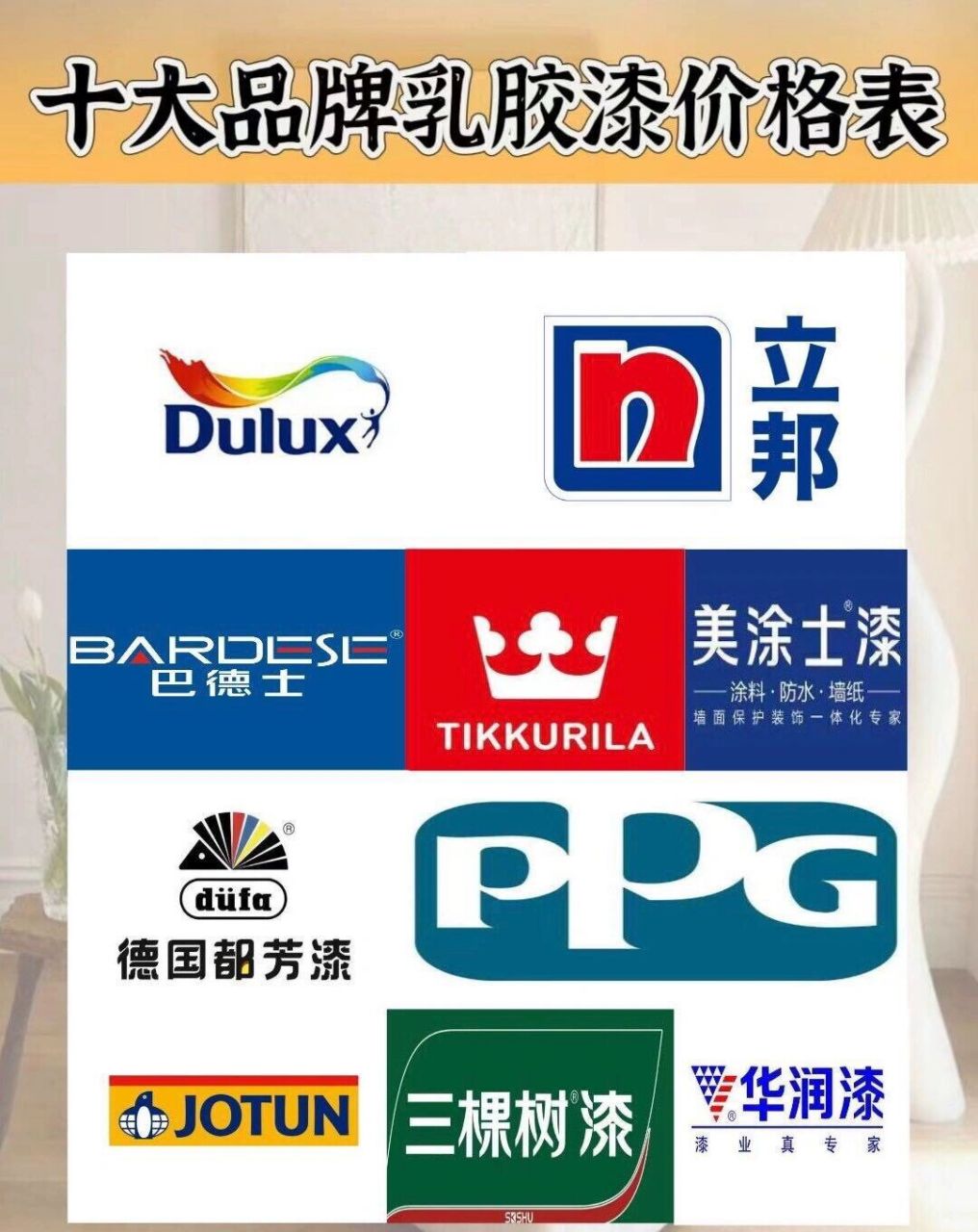经过彻夜不休地查访多个平台,我们总结了十大 品牌乳胶漆品牌特色以及