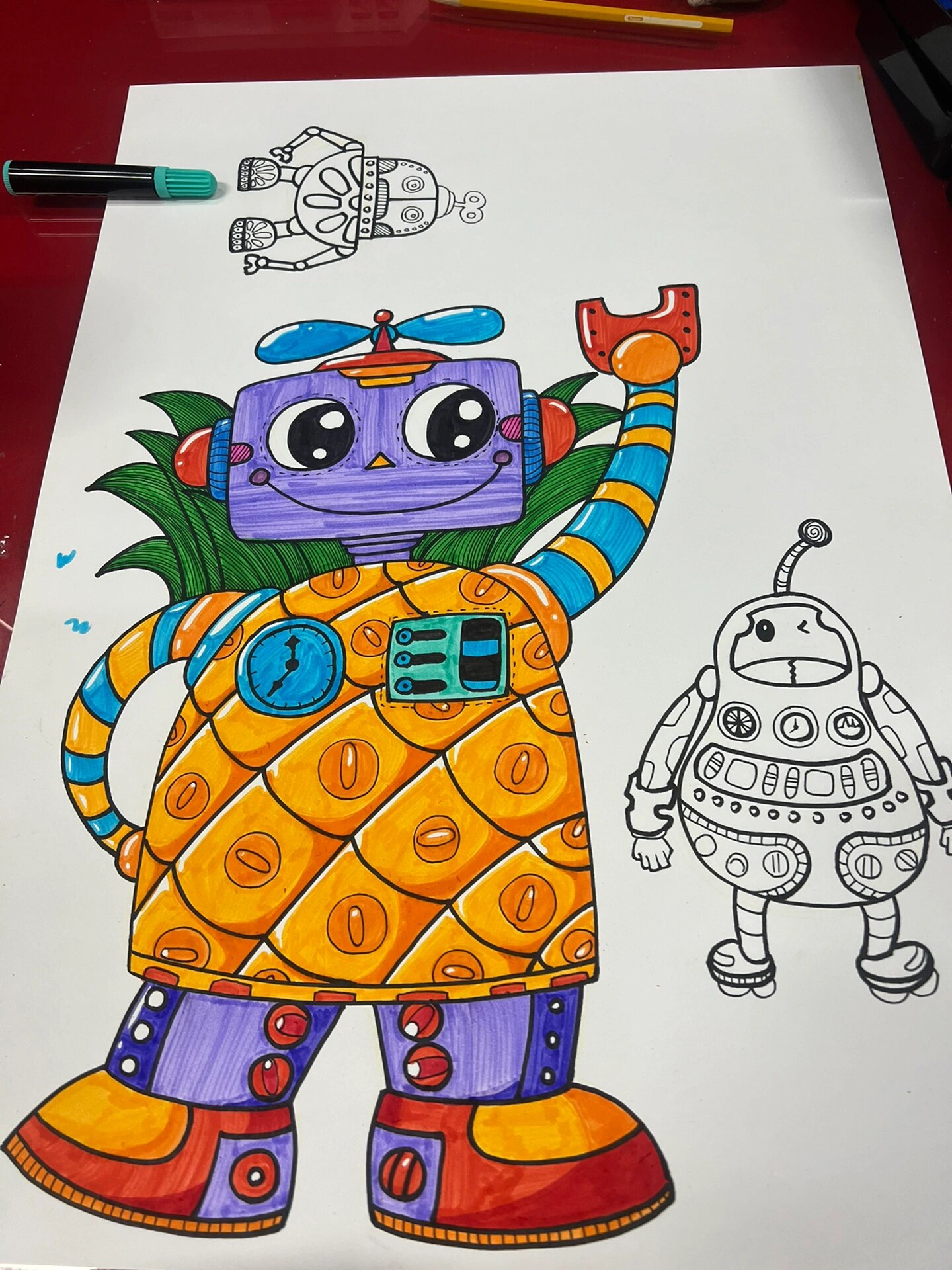 宇宙中的水果机器人 创意思维画