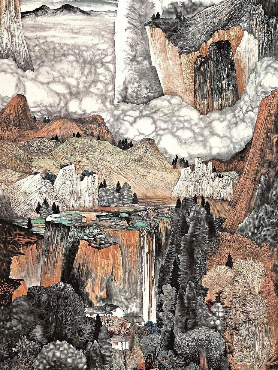 著名画家"江南鬼才" 薛亮 青绿山水画作品一 薛亮是当代著名山水画家.