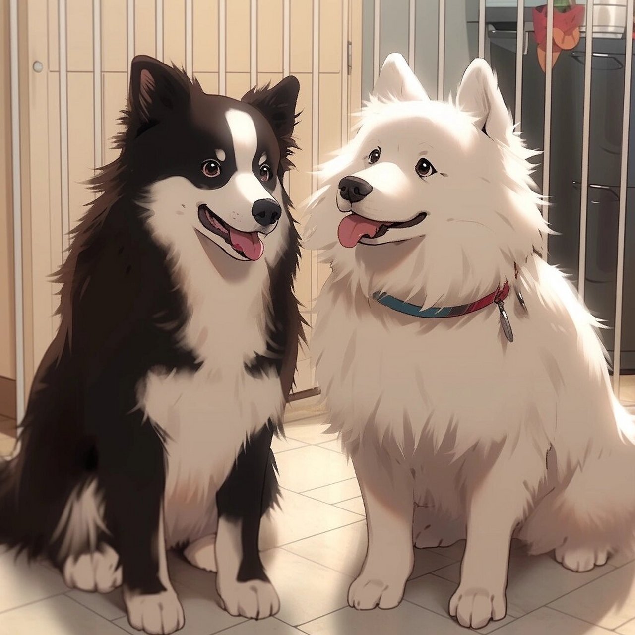 ai绘画Ⅰ萨摩耶和边牧的合照来啦78