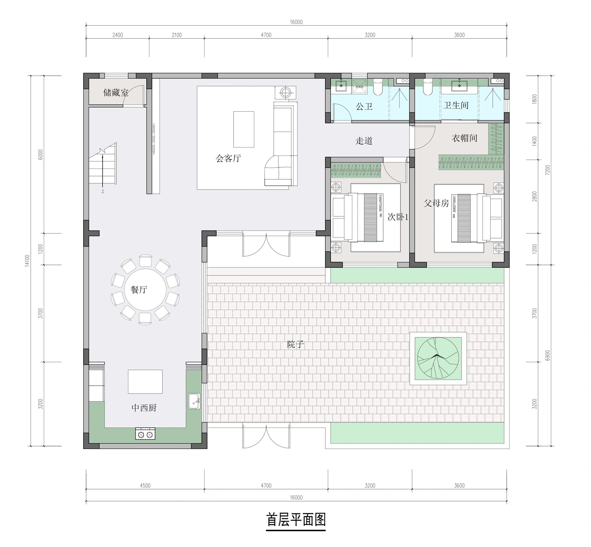 河南鹤壁某农16米面宽l型布局平面图 哲东自建房设计100期 "农村自
