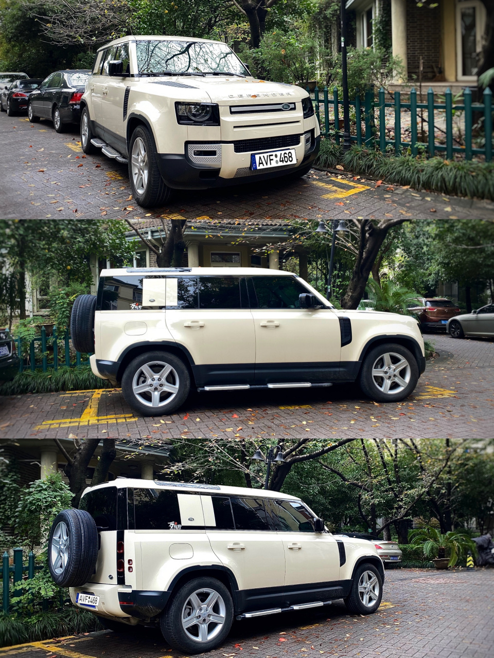 街拍 路虎奶卫士 奶白色路虎卫士,女生驾驶很有味道.
