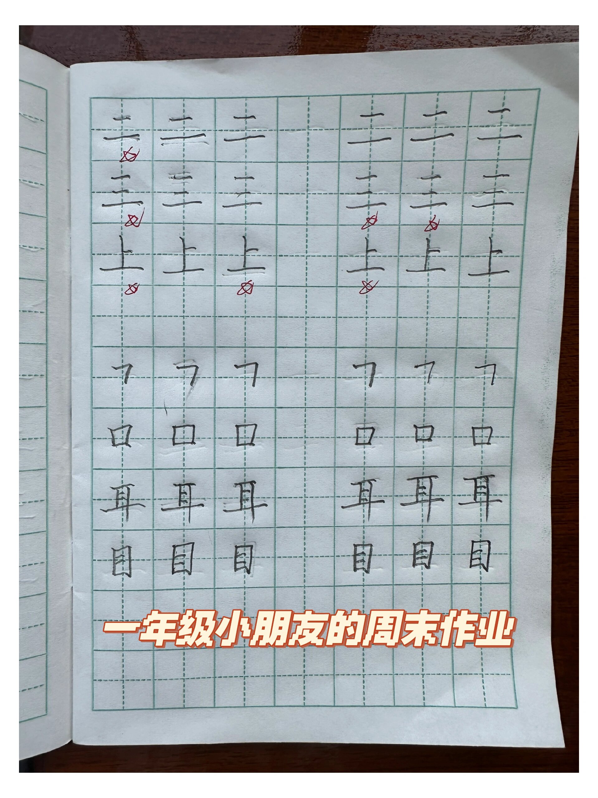一年级小朋友的写字作业