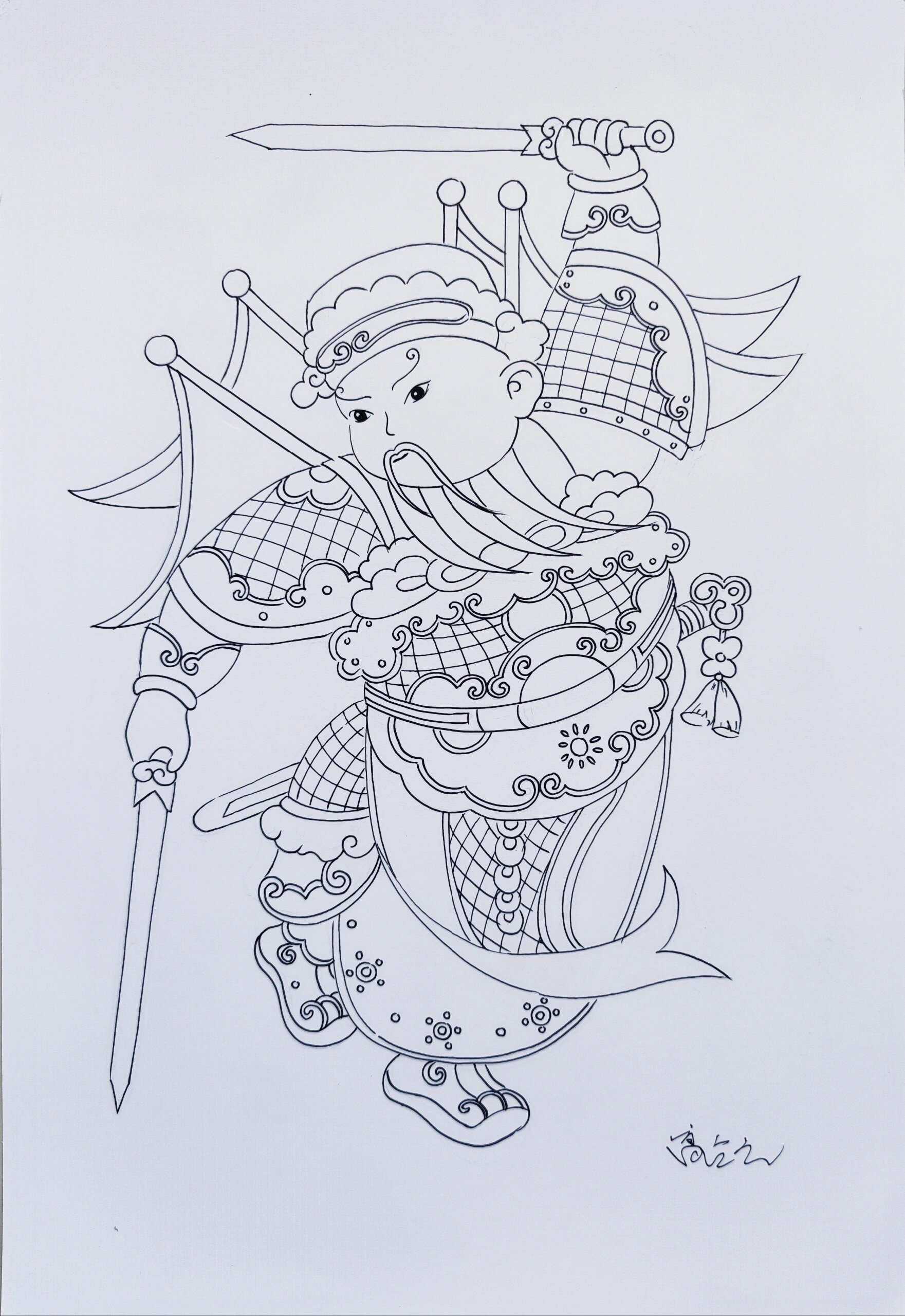 门神线稿
