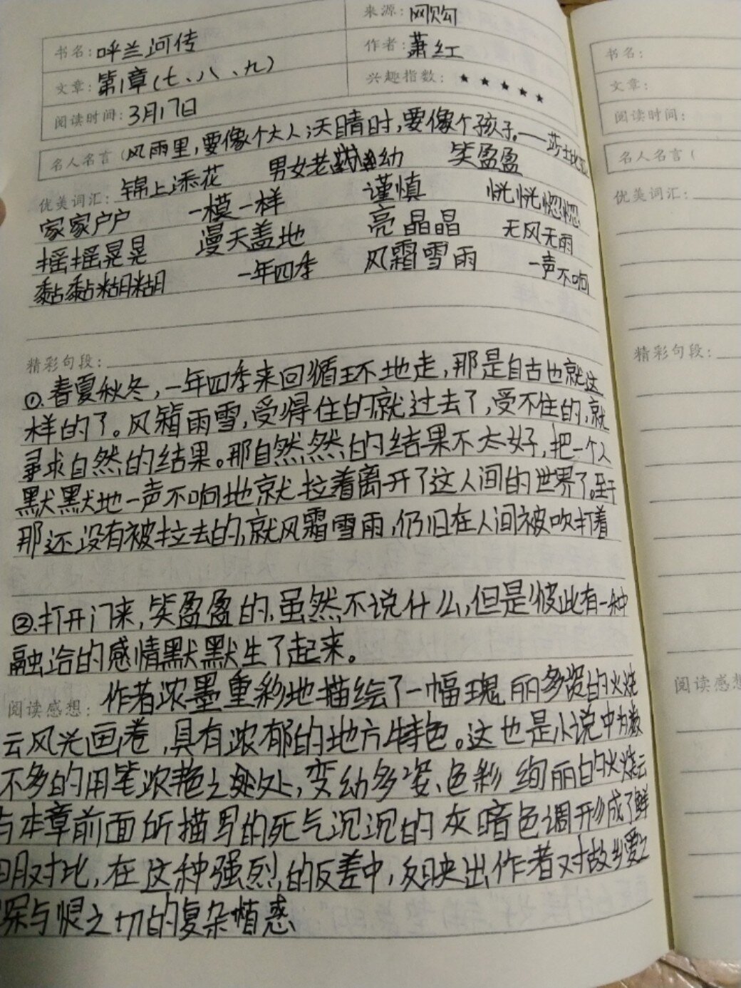 读书笔记——《呼兰河传