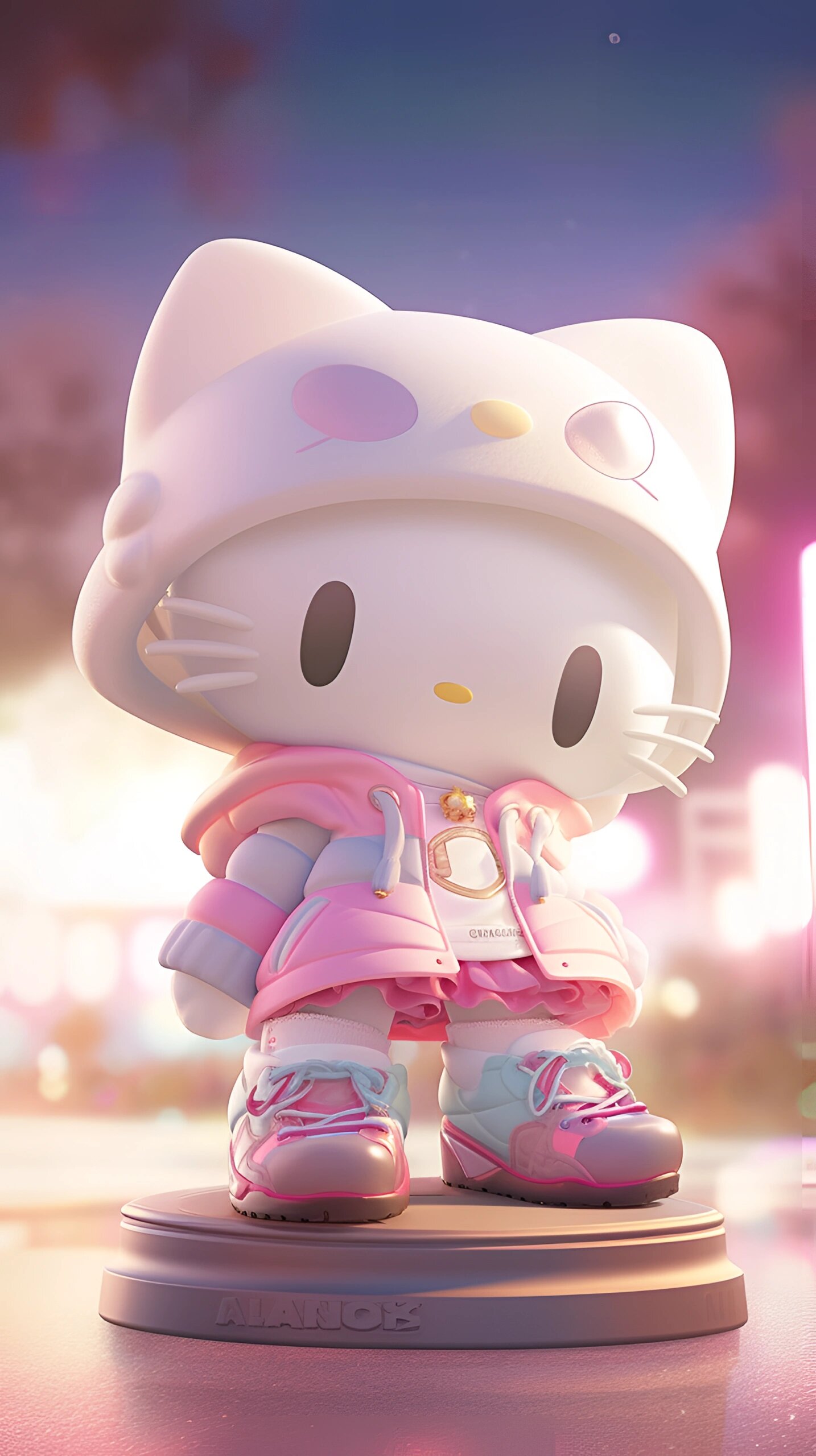 粉色kitty猫|满满的少女心|精美壁纸 这是一只潮流的kitty猫,穿着人类