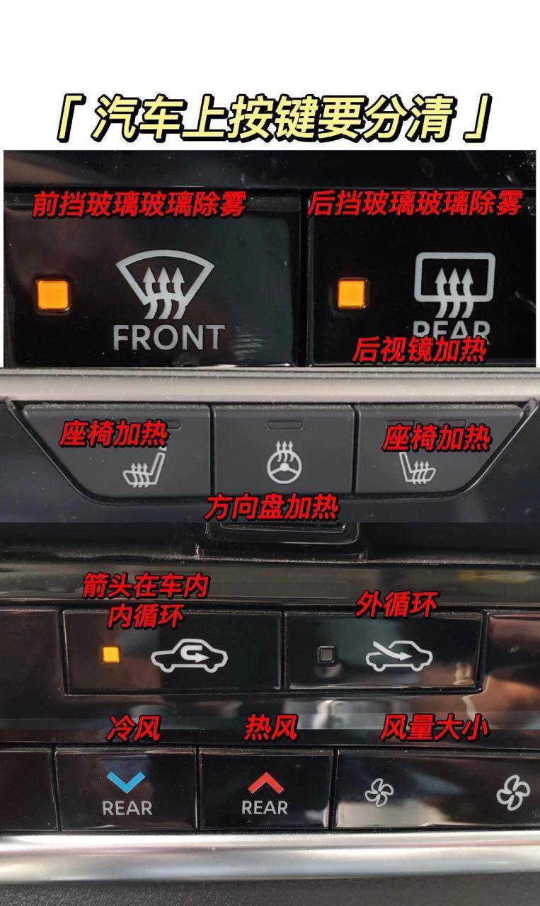后视镜加热按键图标,开车的人必须有知道这些细节