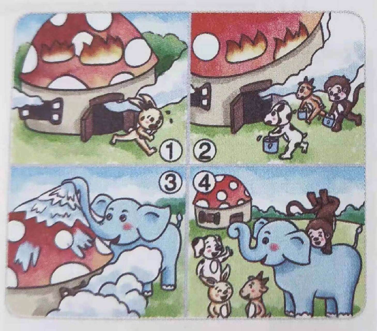 看图写话 森林消防员 烈日炎炎的夏天到了,小白兔在家正准备做沙拉.