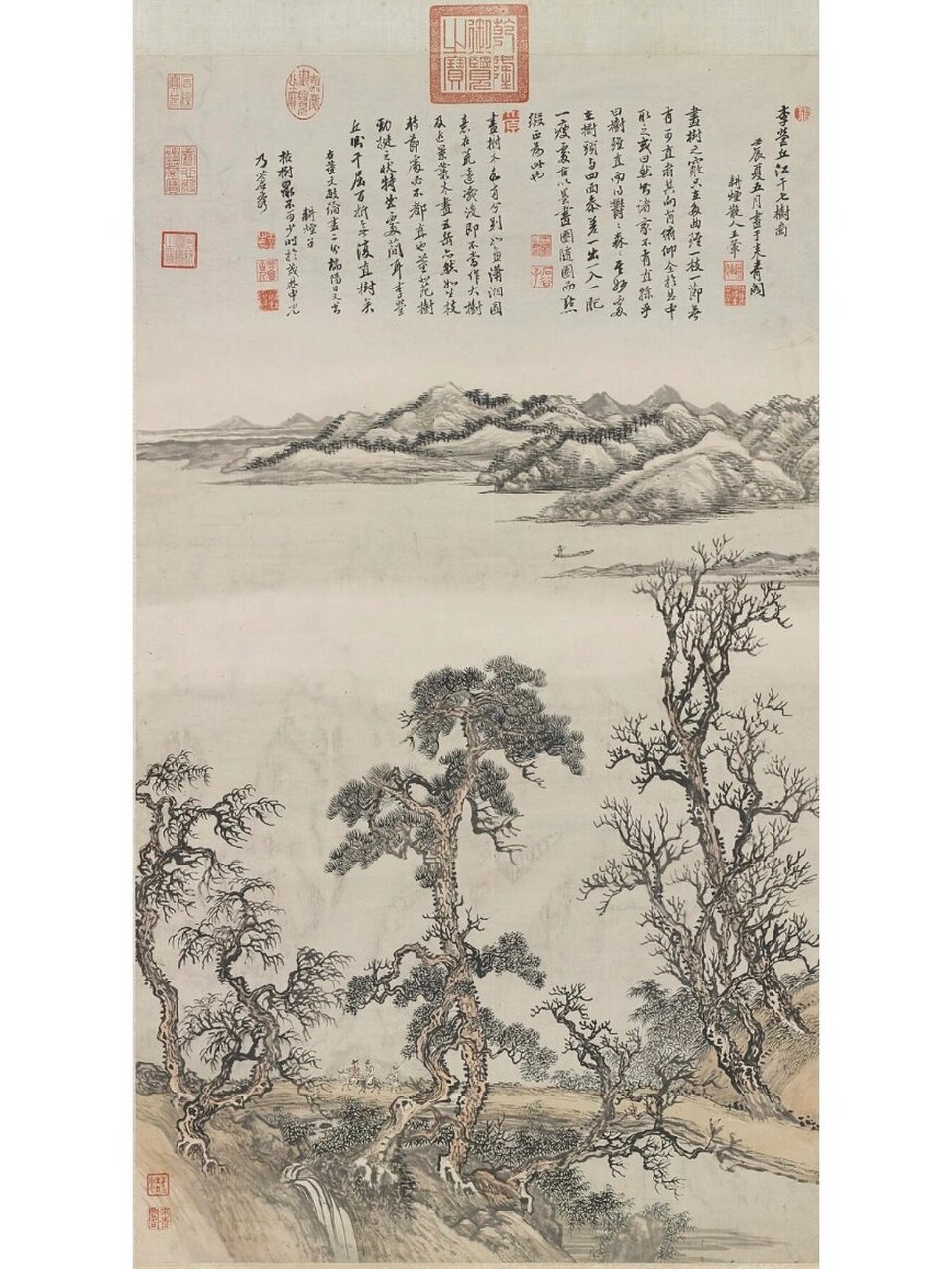 仿李营丘江干七树图 清 王翚 台北故宫博物院 轴   纸本   浅设色