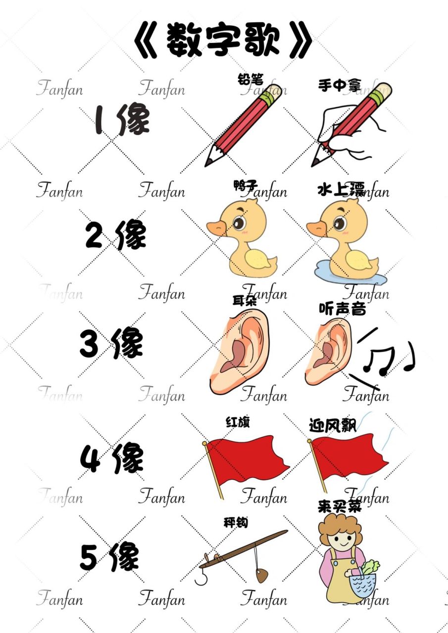 图文并茂学儿歌《数字歌》     《数字歌》 1像铅笔7315手中拿