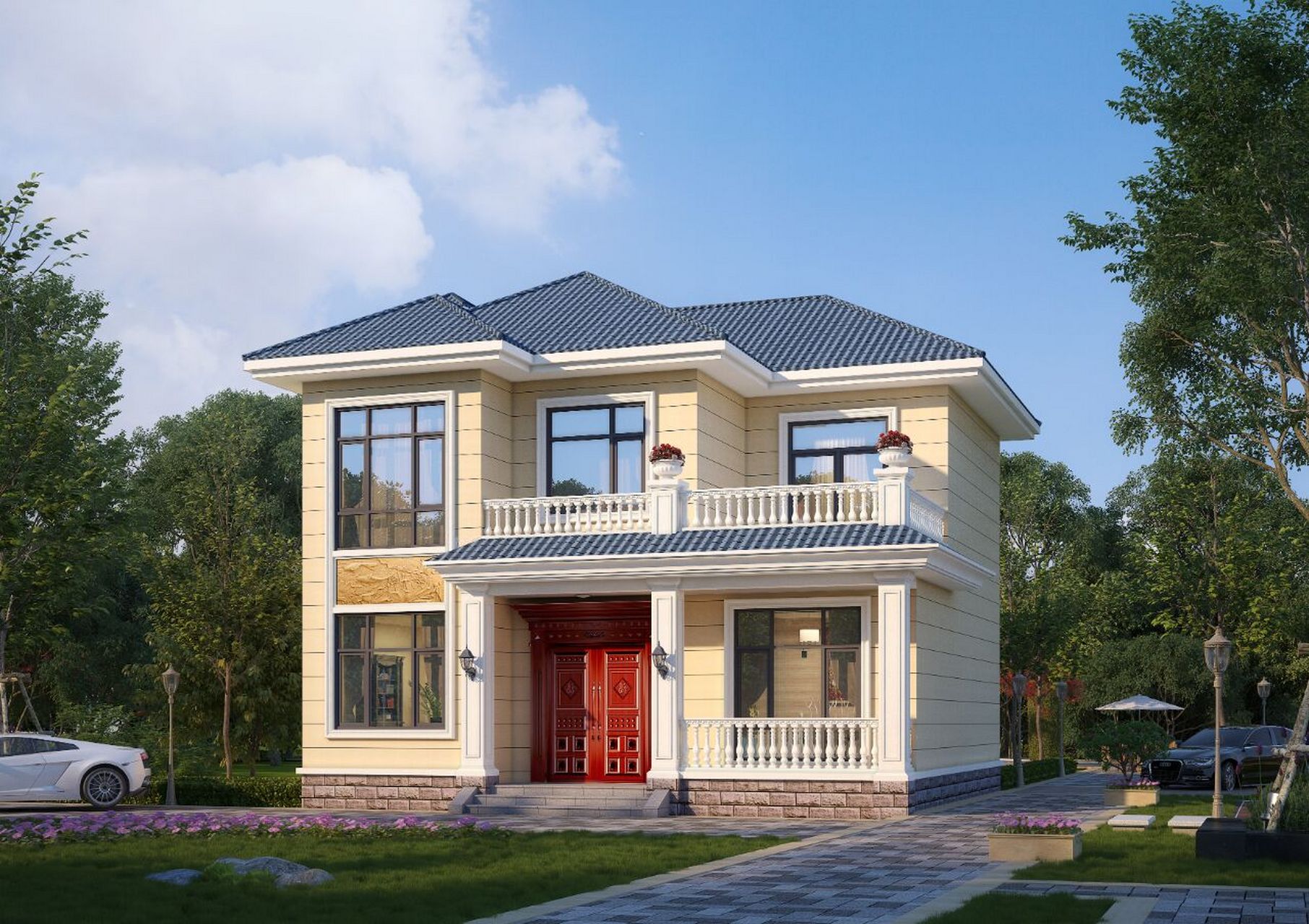 73平方米 	 93布局设计 一 层:	门厅,客厅