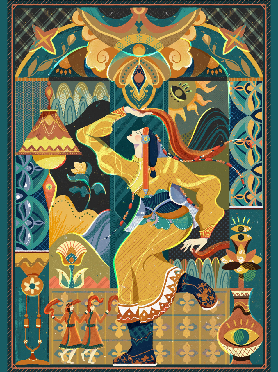 非遗系列1|蒙古族安代舞  最近在画非遗系列,已经构思好啦 先分享一幅