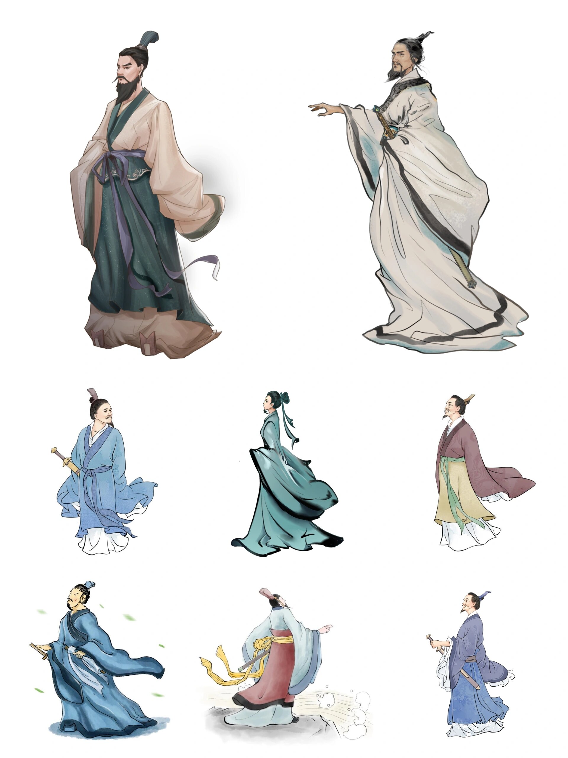 古风人像‖端午节屈原中国风人物插画①