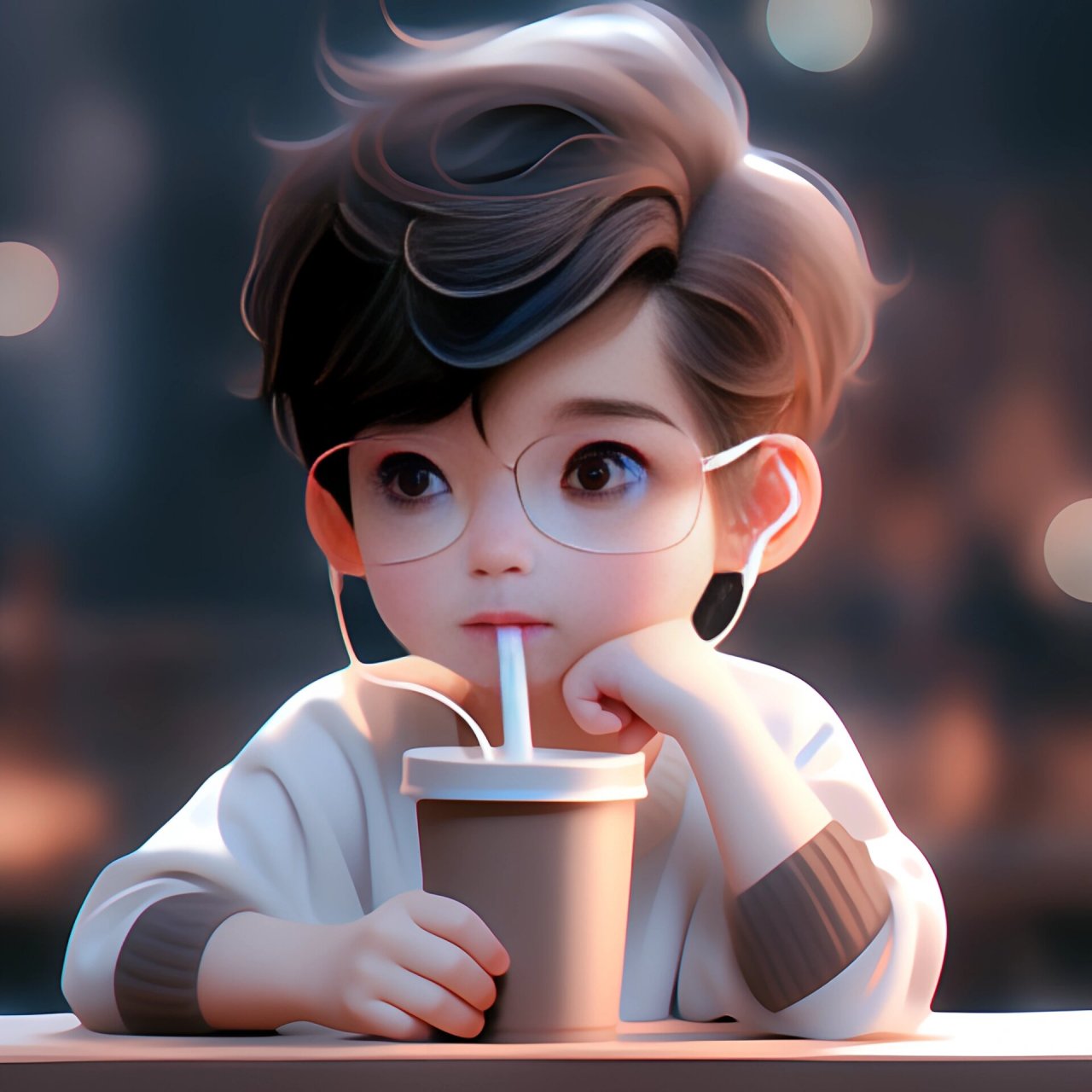 最火的奶茶萌娃情头