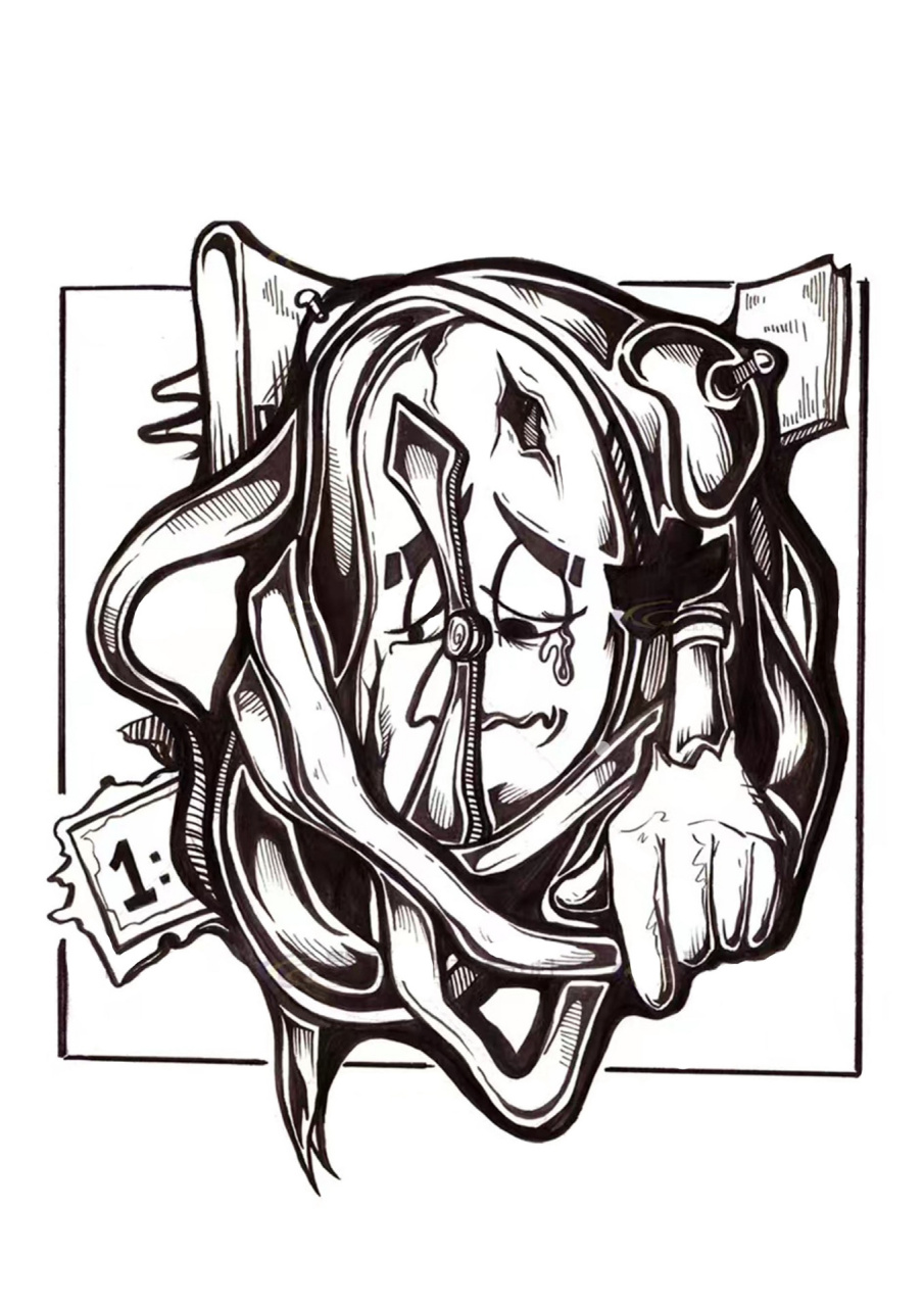 黑白装饰画·单体素材分享·设计基础 今天给大家分享的是闹钟装饰画