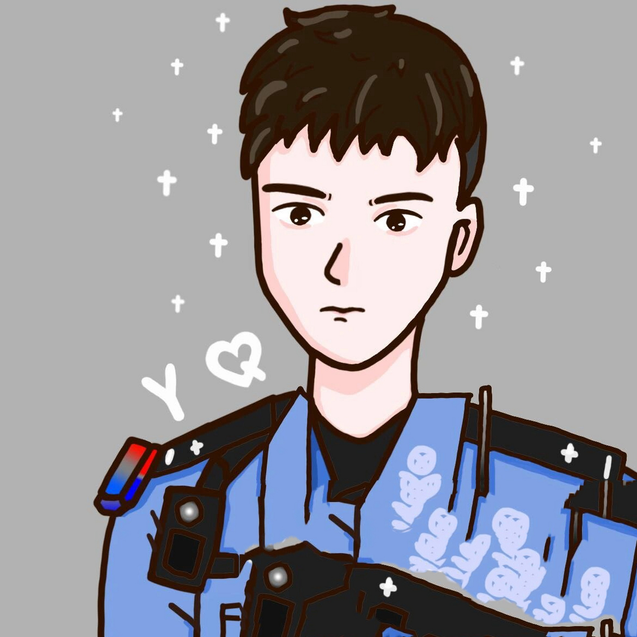 给警察叔叔的手绘头像