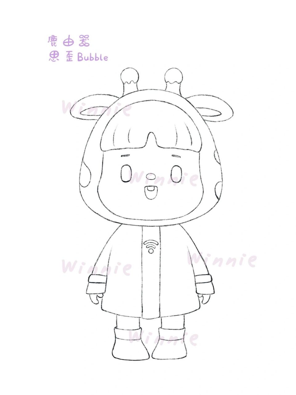 【手绘彩铅盲盒】思歪bubble鹿由器/附线稿 老规矩:完整绘画过程视频