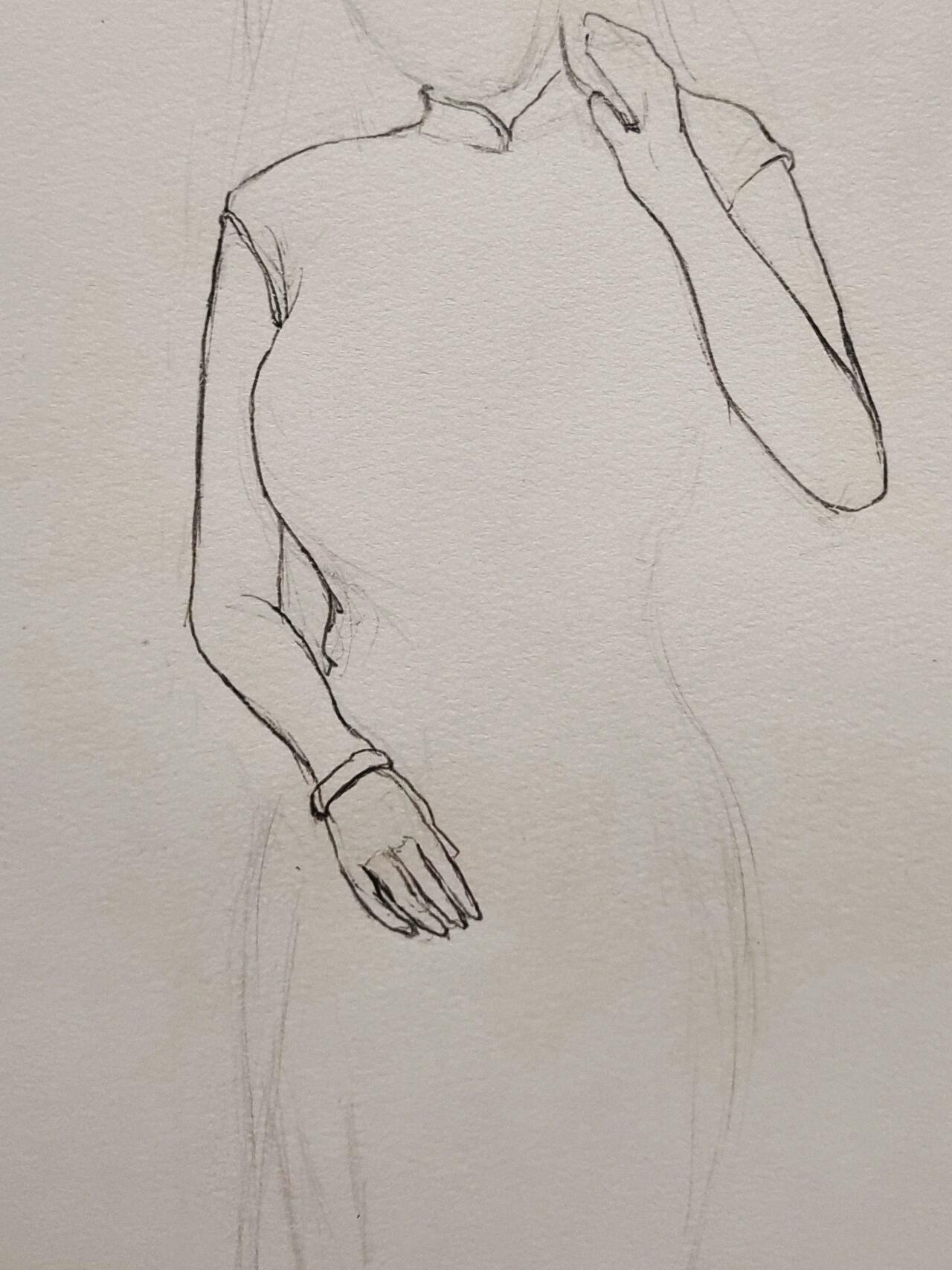 简笔画美女教程 画的是穿着旗袍的温柔美少女古典旗袍上稍作了改试