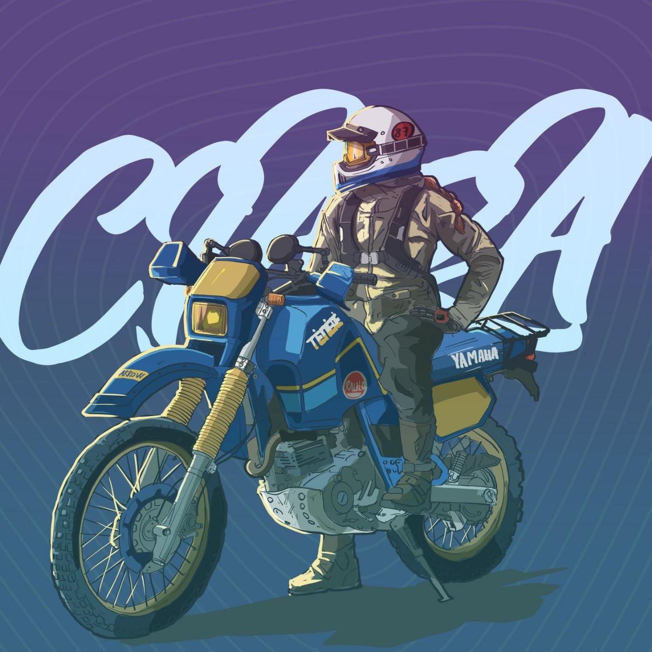 复古机车#越野摩托车#机车漫画#手绘机车#卡通机车