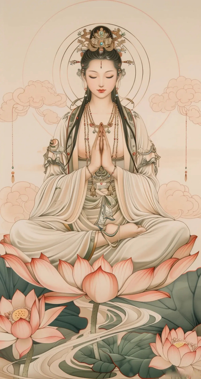 手机壁纸~坐莲观音