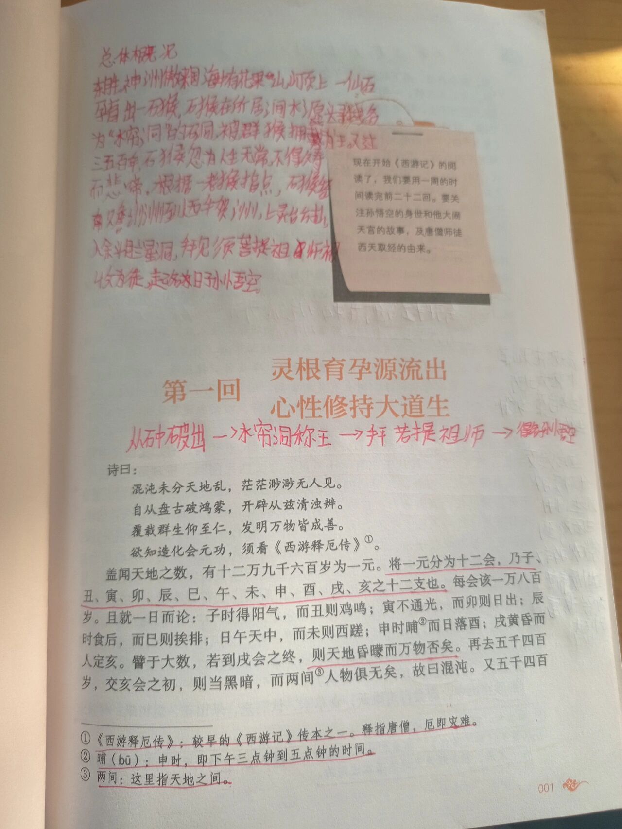《西游记》第一回阅读批注