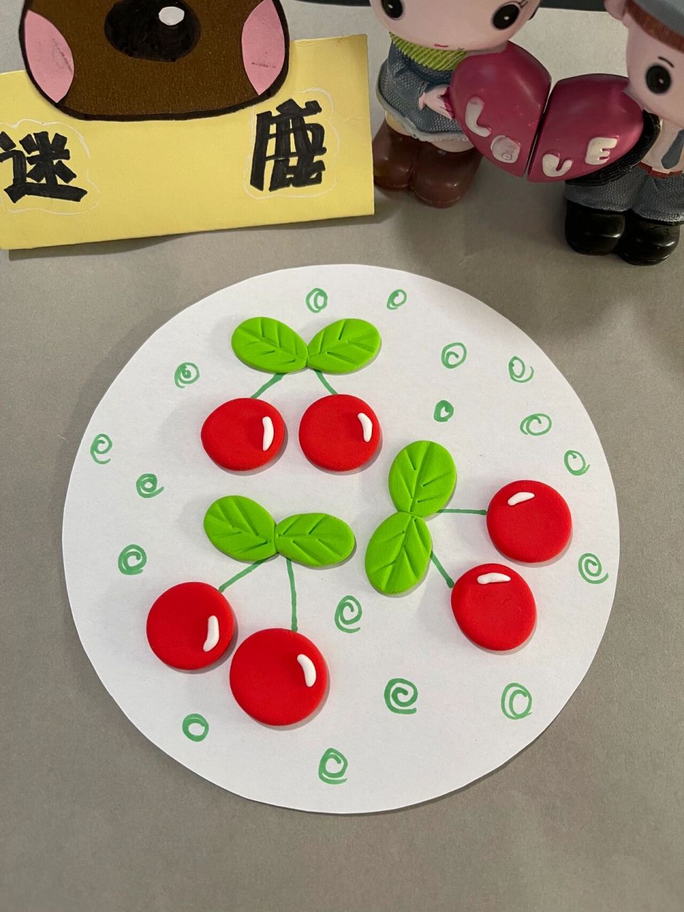 粘土画水果——樱桃 和我一起做粘土画樱桃吧,超级简单哦