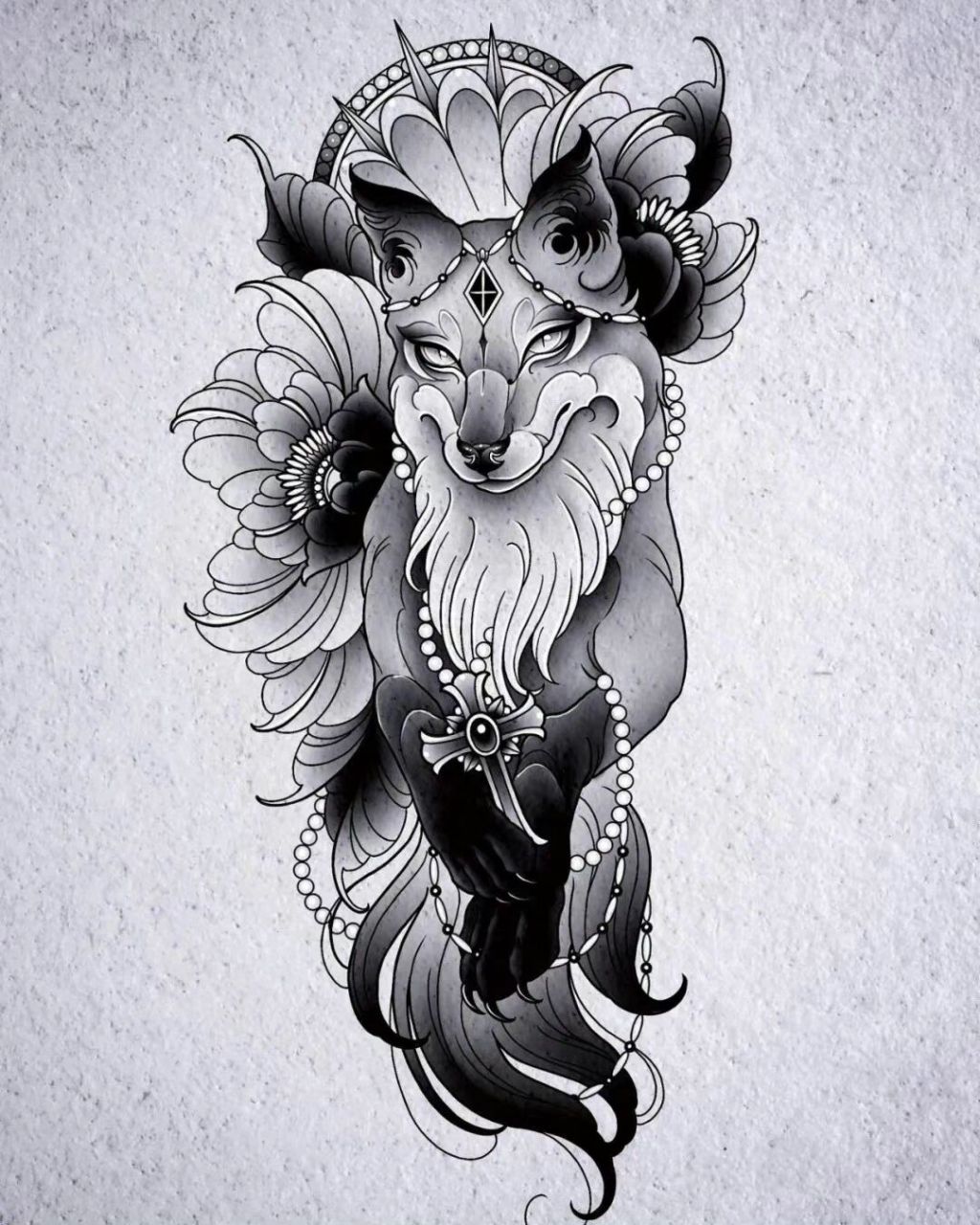 狐狸纹身手稿分享 | 欧美new school新传统