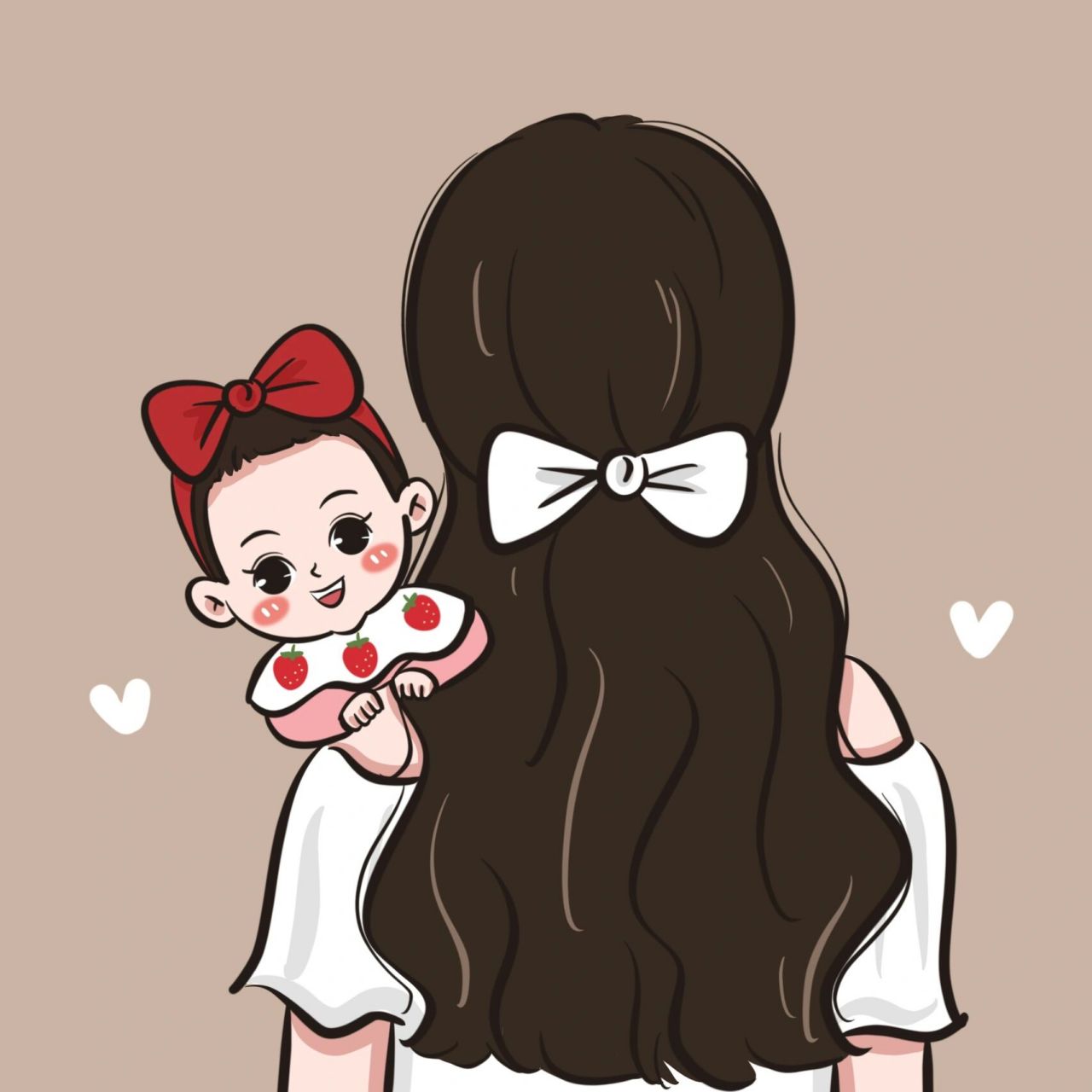 一家三口女宝亲子头像合集 全家福手绘头像 女宝幸福一家人,全家福