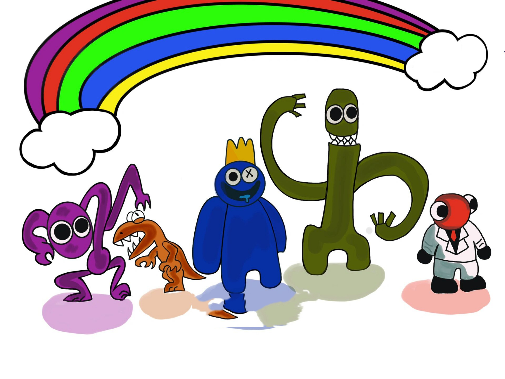 e宝成长记录7515重新涂色的彩虹朋友 e宝手绘的彩虹朋友,我重新用