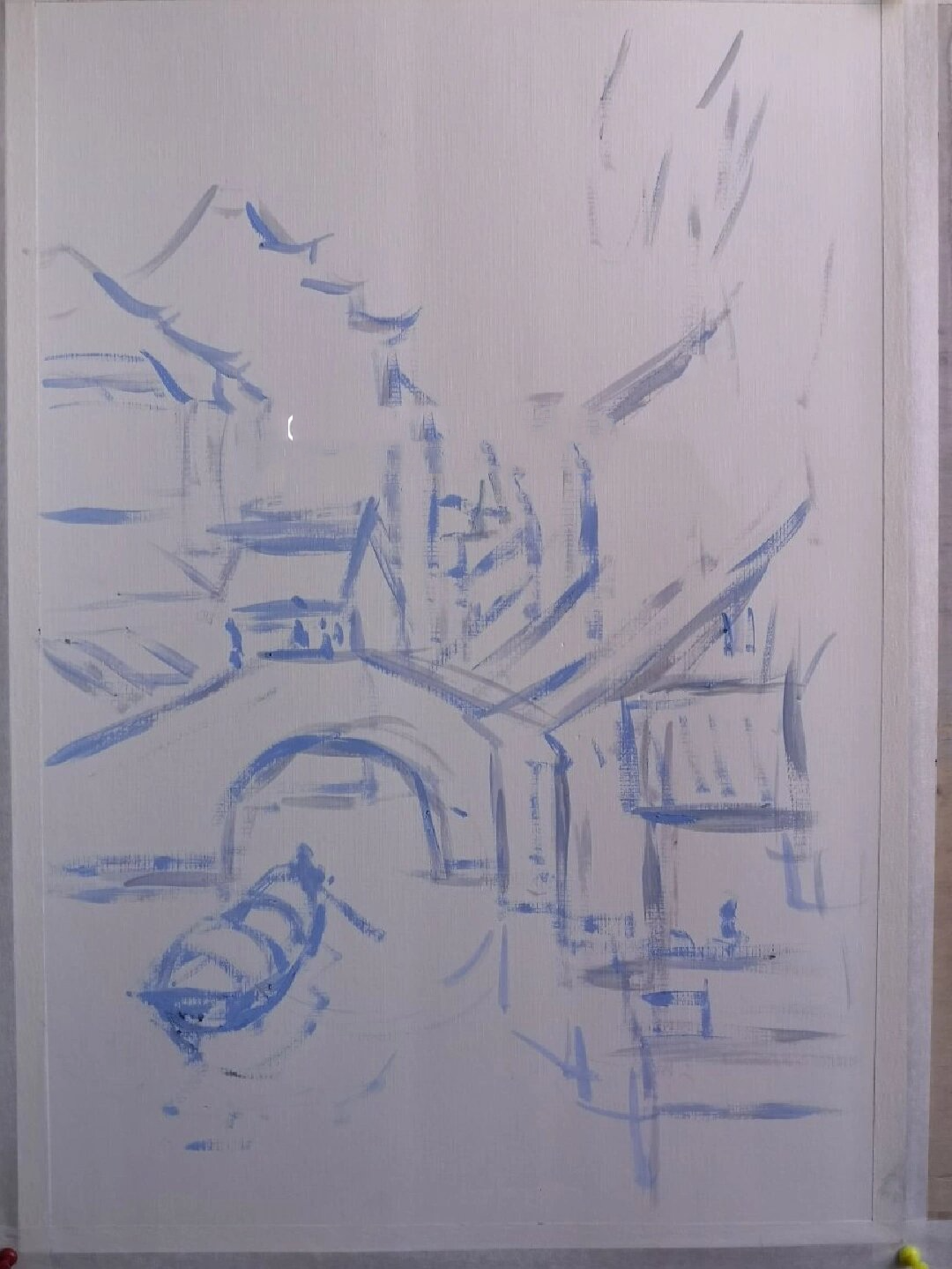 色彩水粉风景,江南水乡写生.附步骤图.