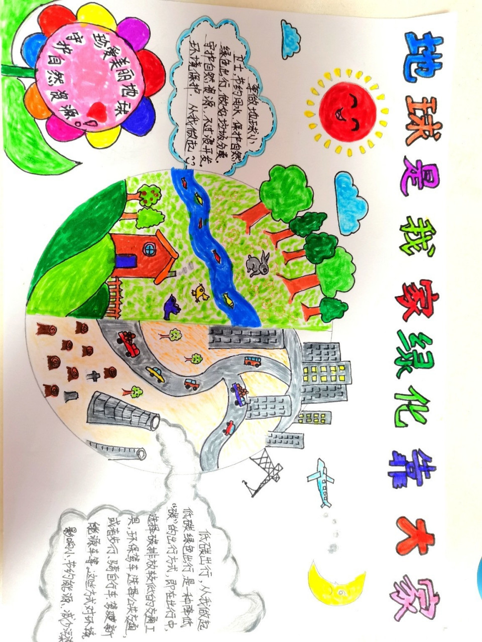 幼儿园手抄报,地球小卫士,保护环境.