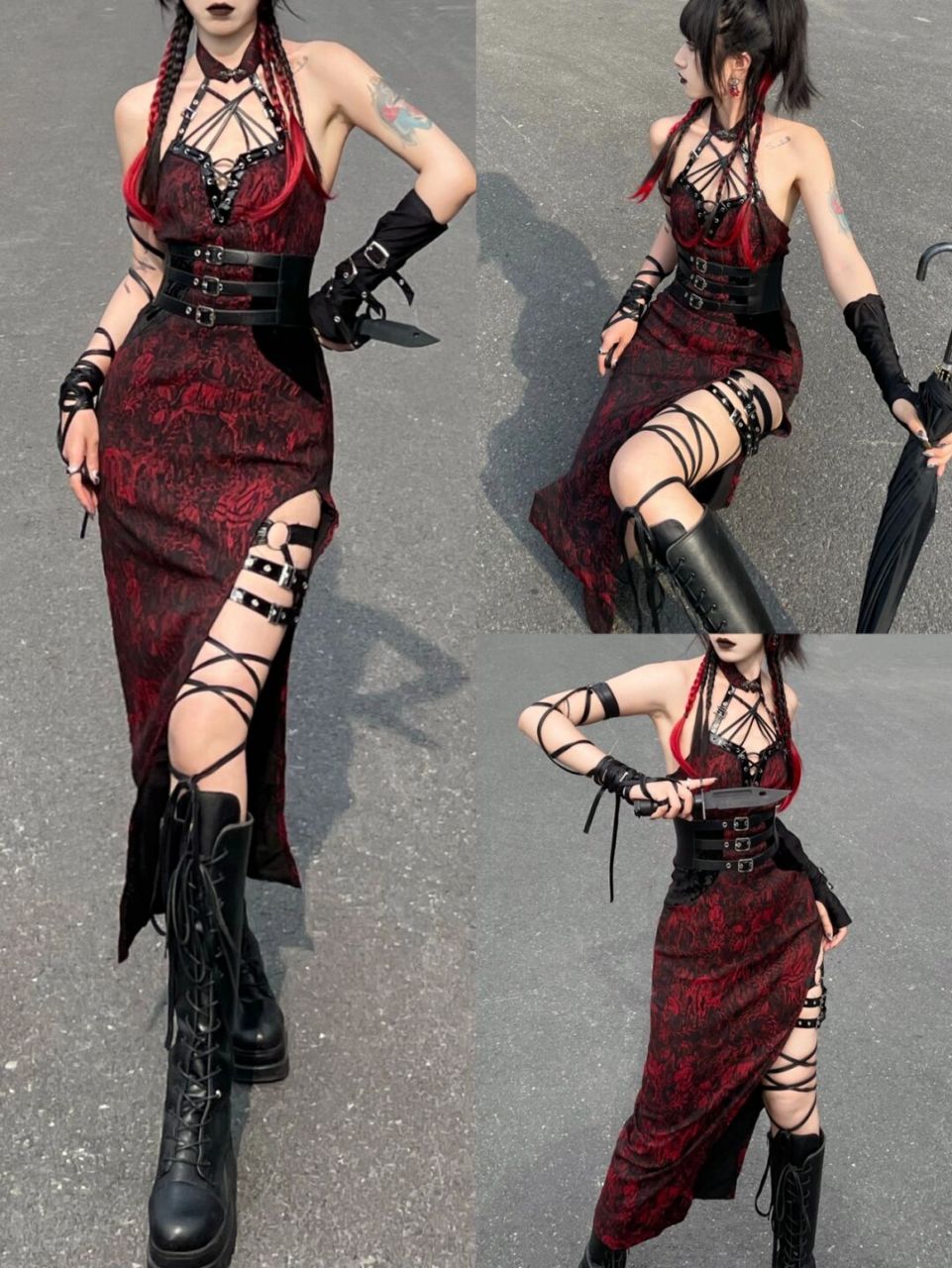 ootd荆棘野玫瑰95女杀手08亚系中式朋克 她在午夜时分出现 手里是