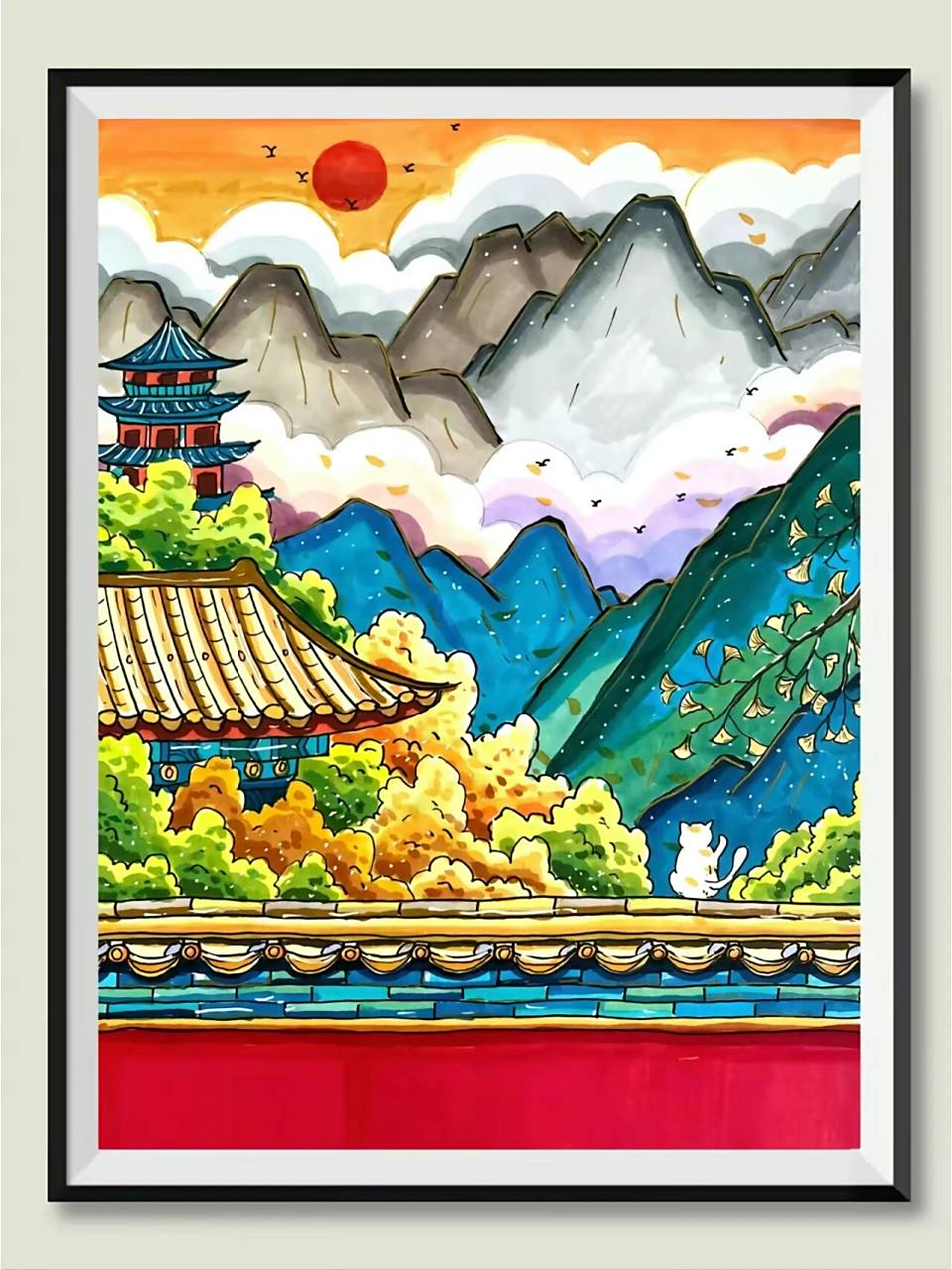 画面感简直不要太美哦 故宫的春夏秋冬,古风系列马克笔手绘 作者:十一