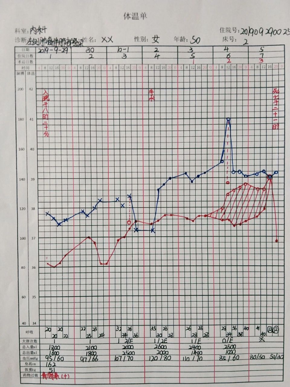 2次手术体温单绘制图图片