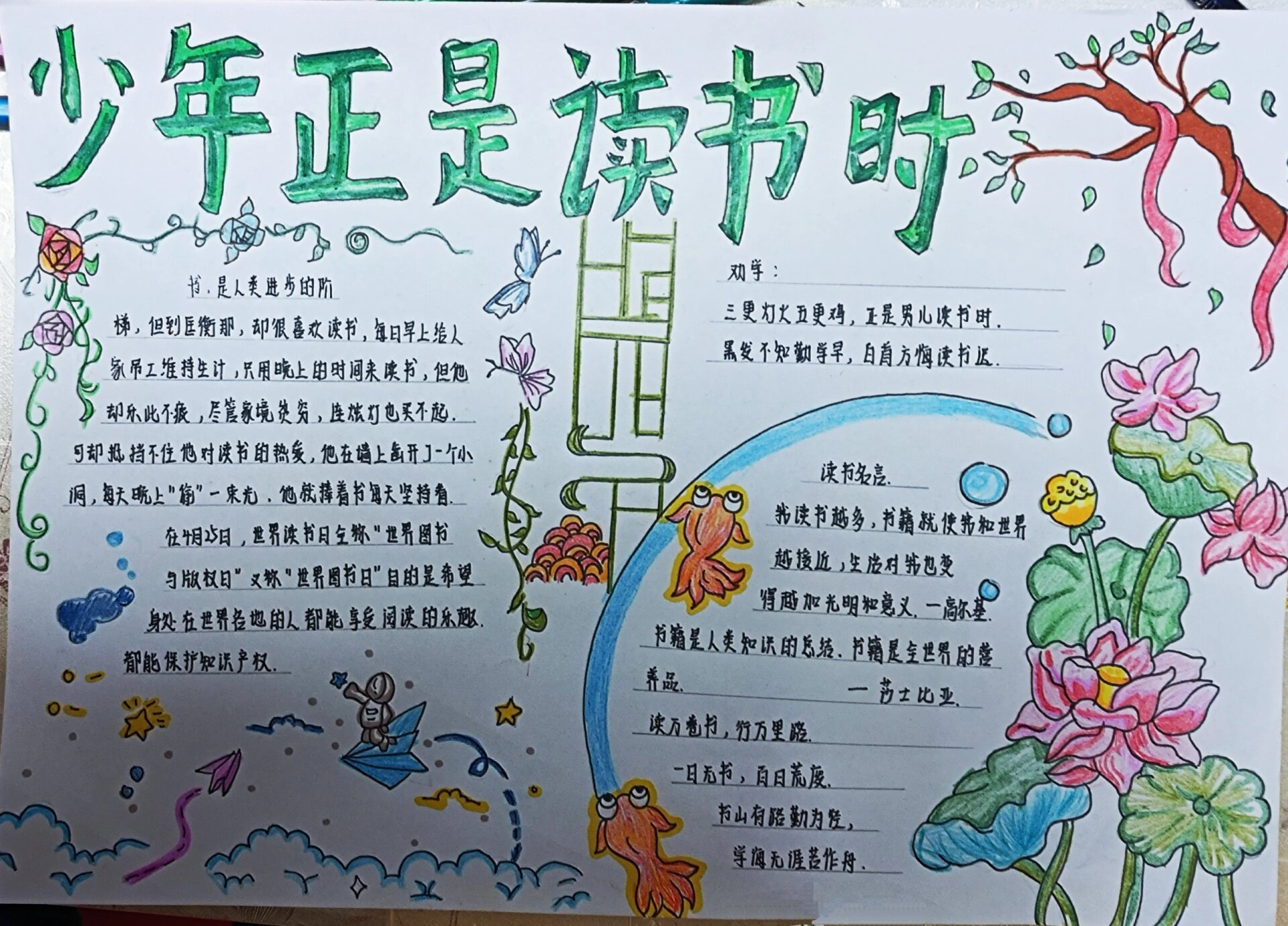 "少年正是读书时"手抄报