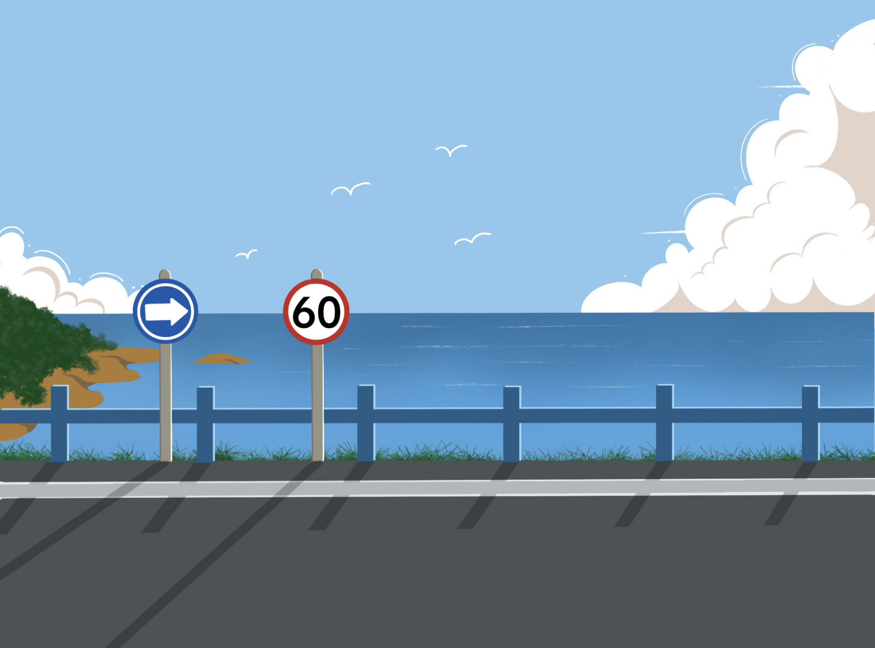 ipad绘画海边公路 临摹原创